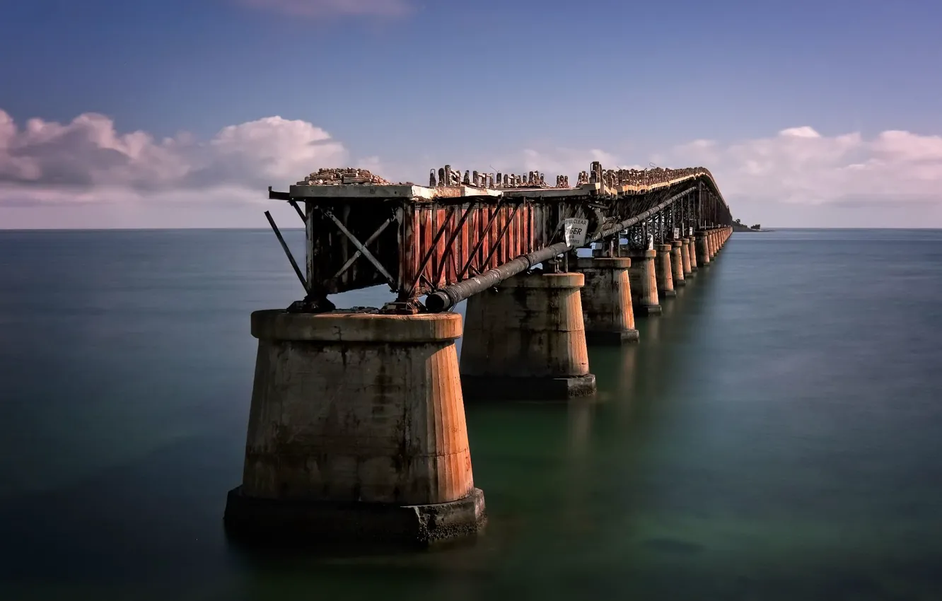 Photo wallpaper old, Florida, Bahia Honda Bridge