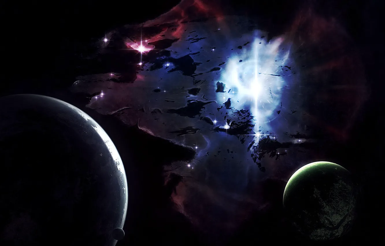 Photo wallpaper nebula, planet, momentum