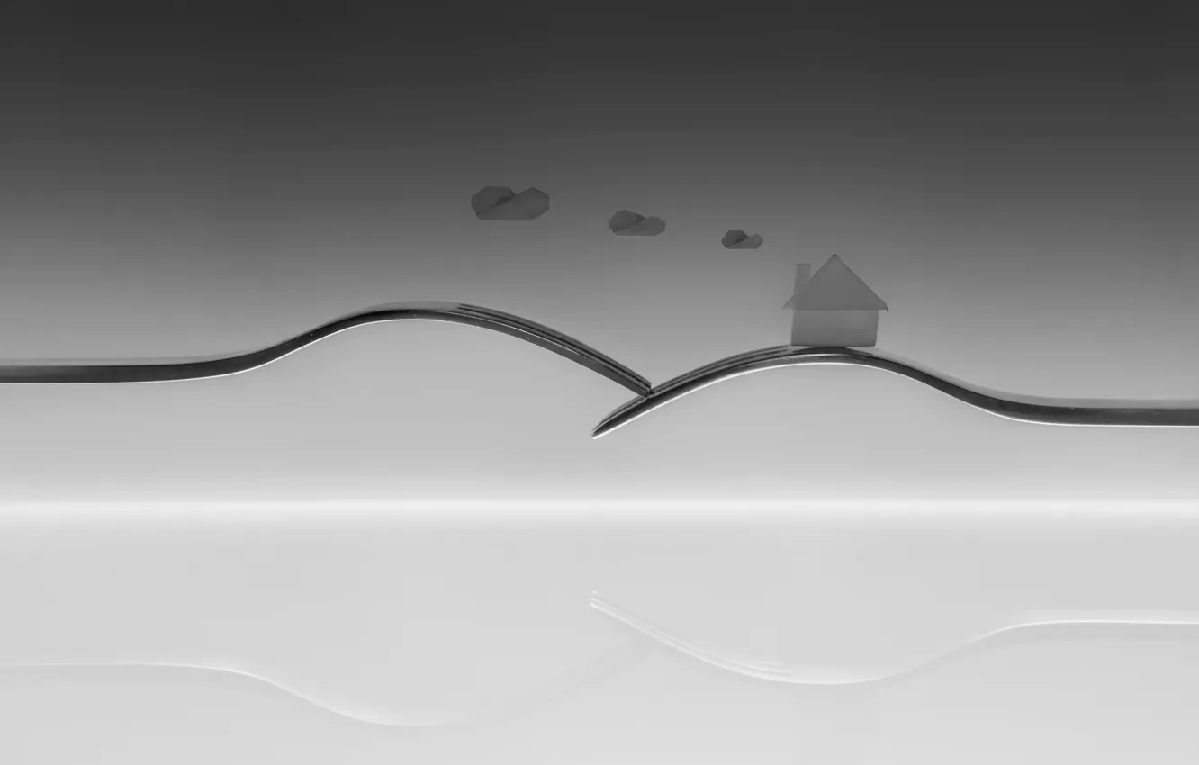 Photo wallpaper reflection, house, plug