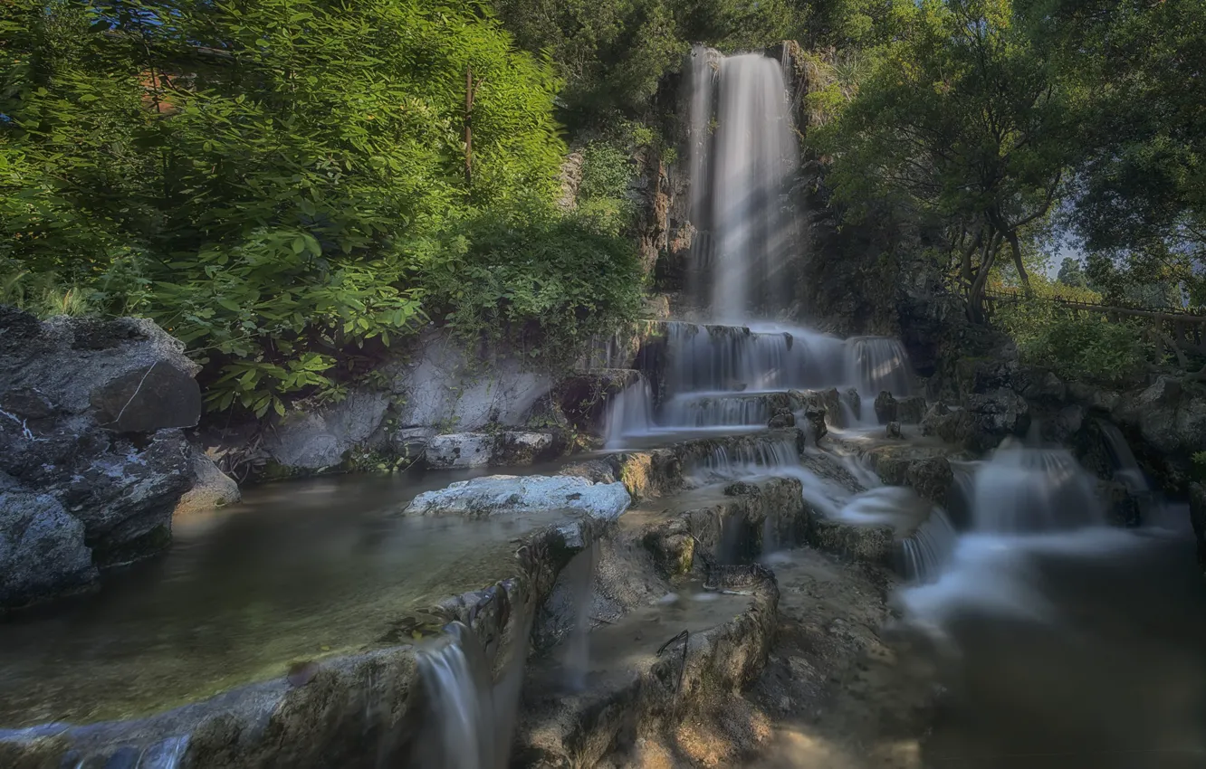 Photo wallpaper water, stones, waterfall