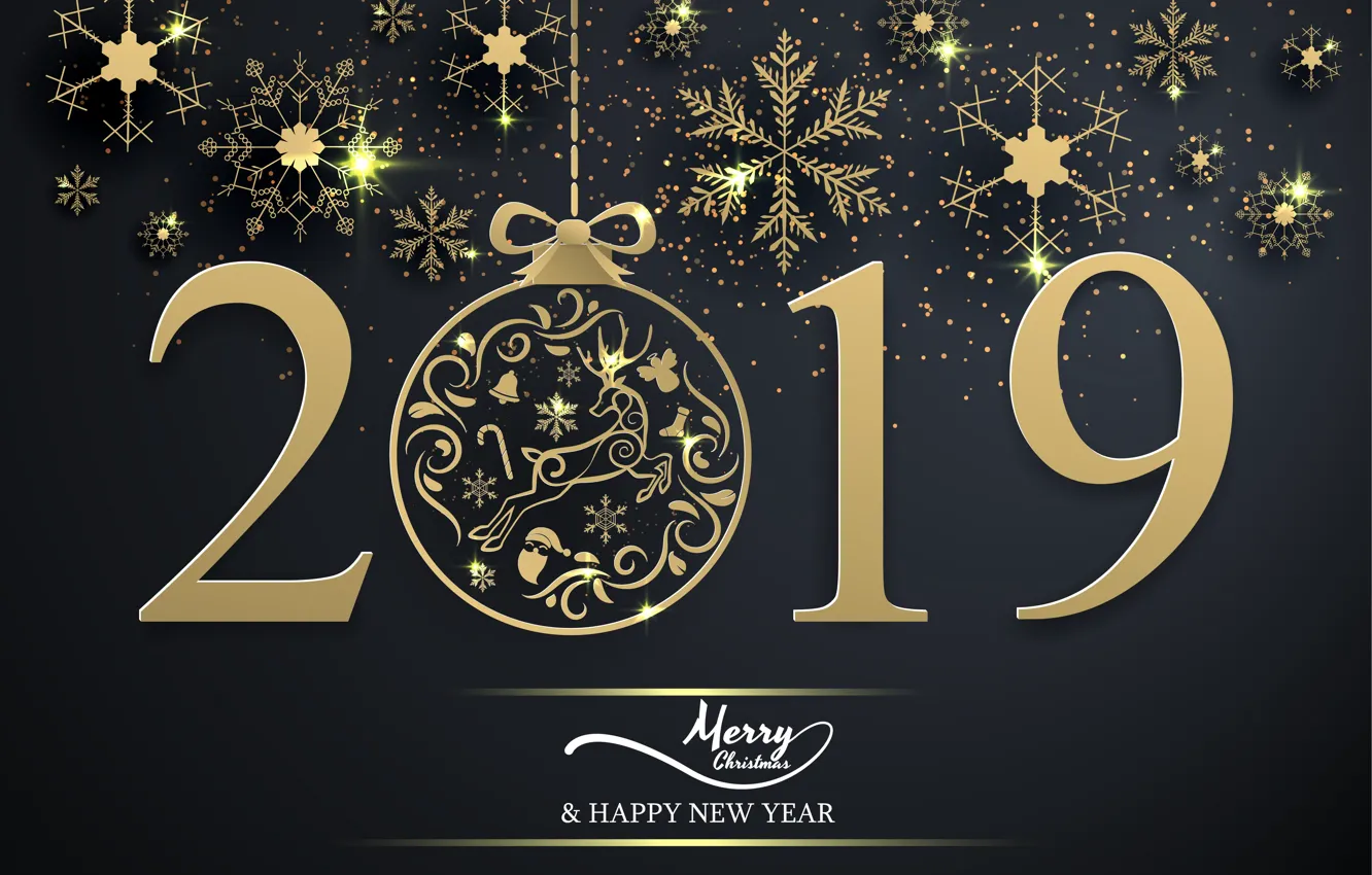 Photo wallpaper gold, new year, figures, golden, black background, black, background, New Year