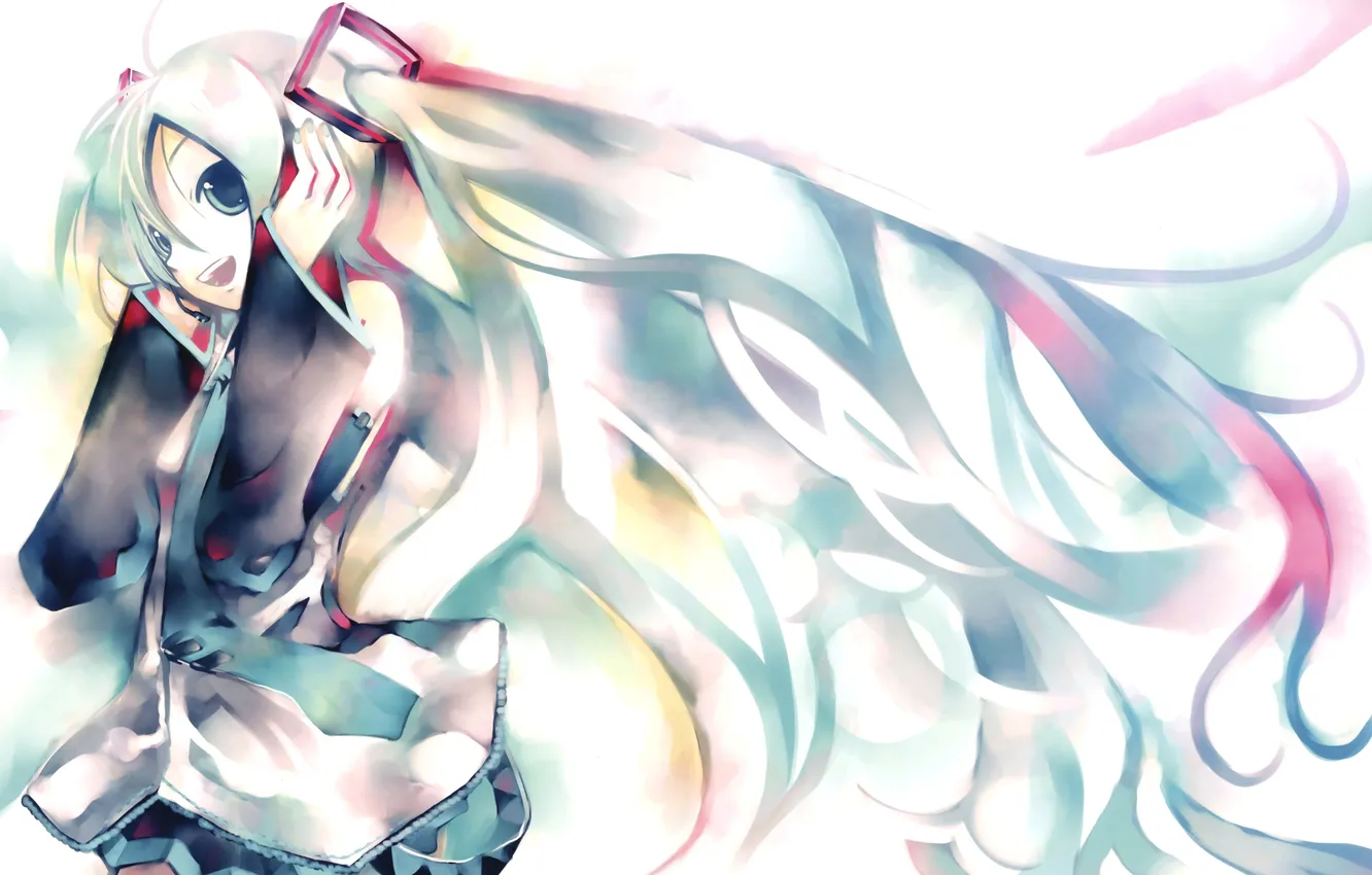 Photo wallpaper girl, headphones, art, vocaloid, hatsune miku, Vocaloid, KEI