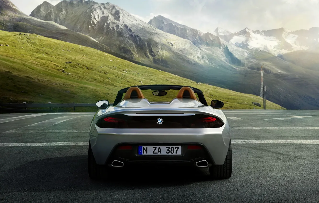 Photo wallpaper machine, auto, mountains, grey, rocks, BMW, BMW, convertible