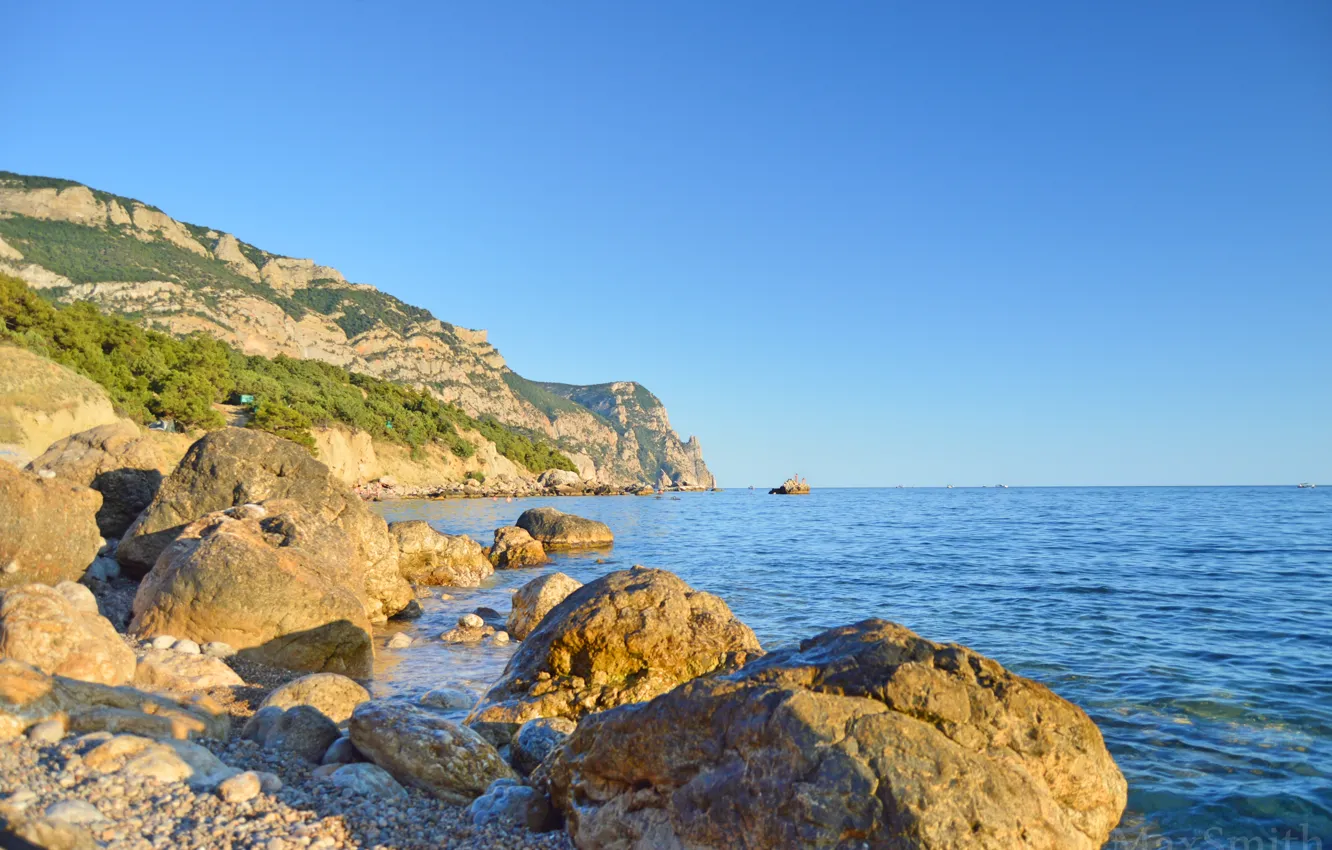 Photo wallpaper sea, beach, landscape, Crimea, Balaclava