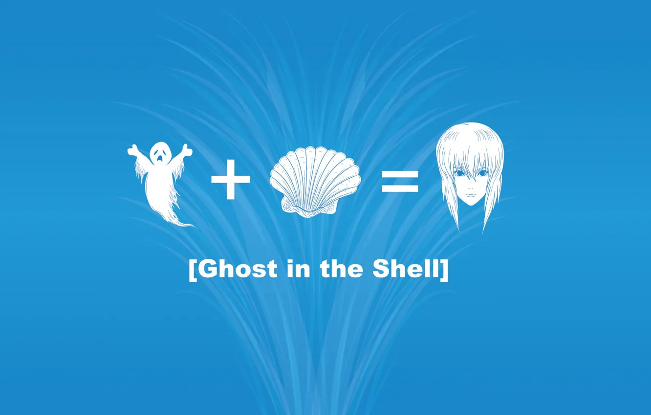 Photo wallpaper girl, sign, shell, blue background, Ghost in the Shell, plus, Ghost in the shell, anyway