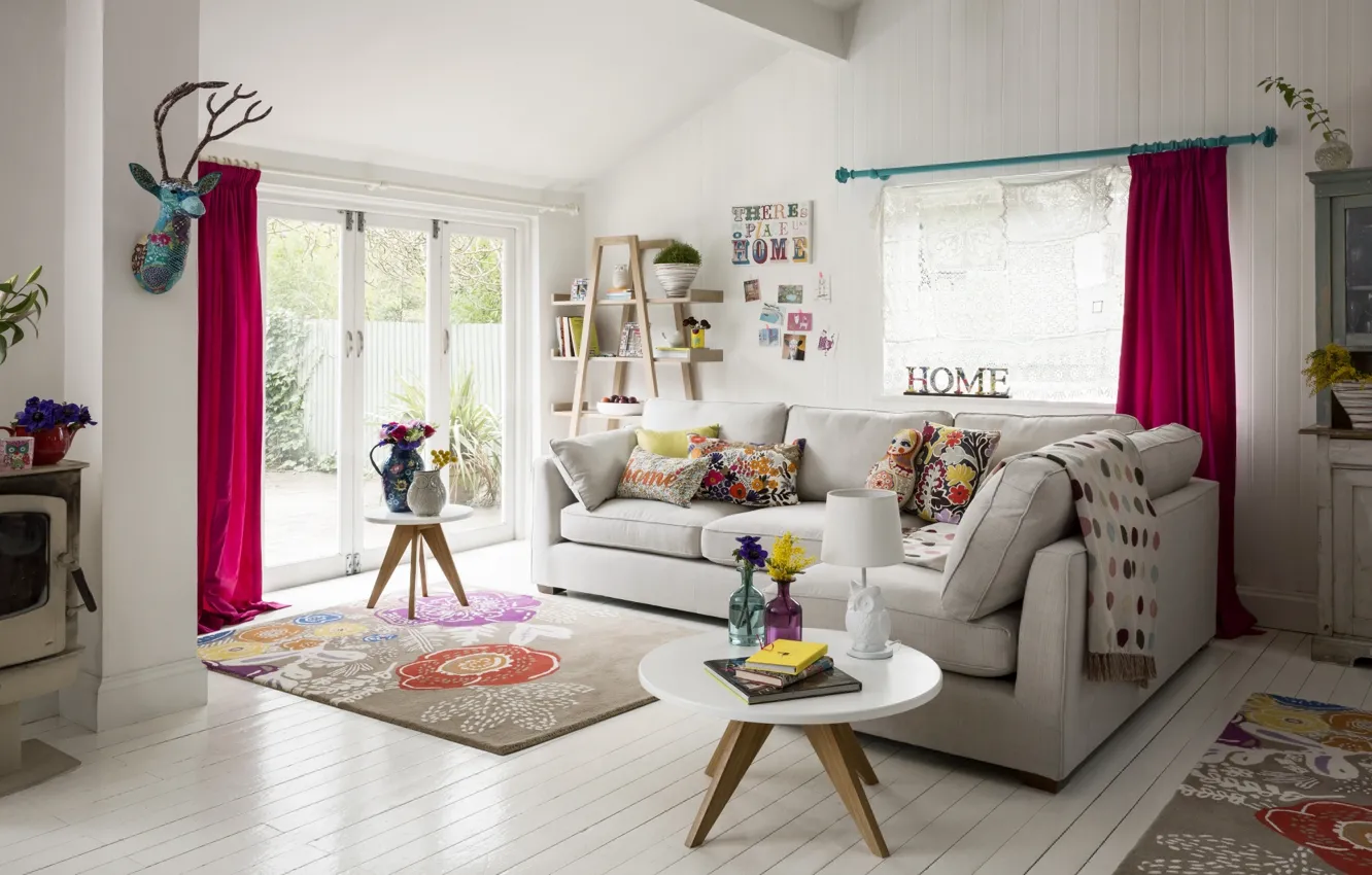 Photo wallpaper interior, living room, boho style