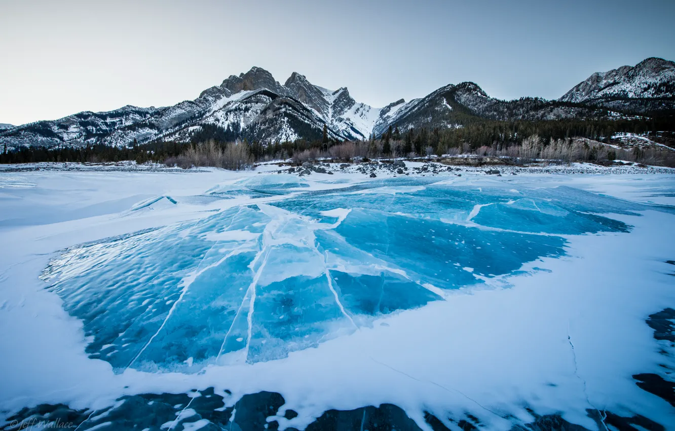 Photo wallpaper mountains, cracked, ice, Jeff Wallace, Blue Pyramid