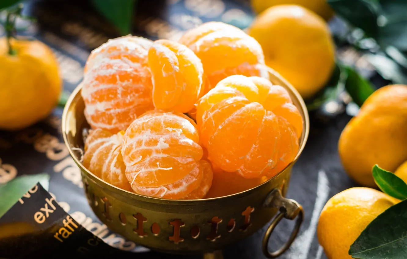 Photo wallpaper citrus, fruit, tangerines