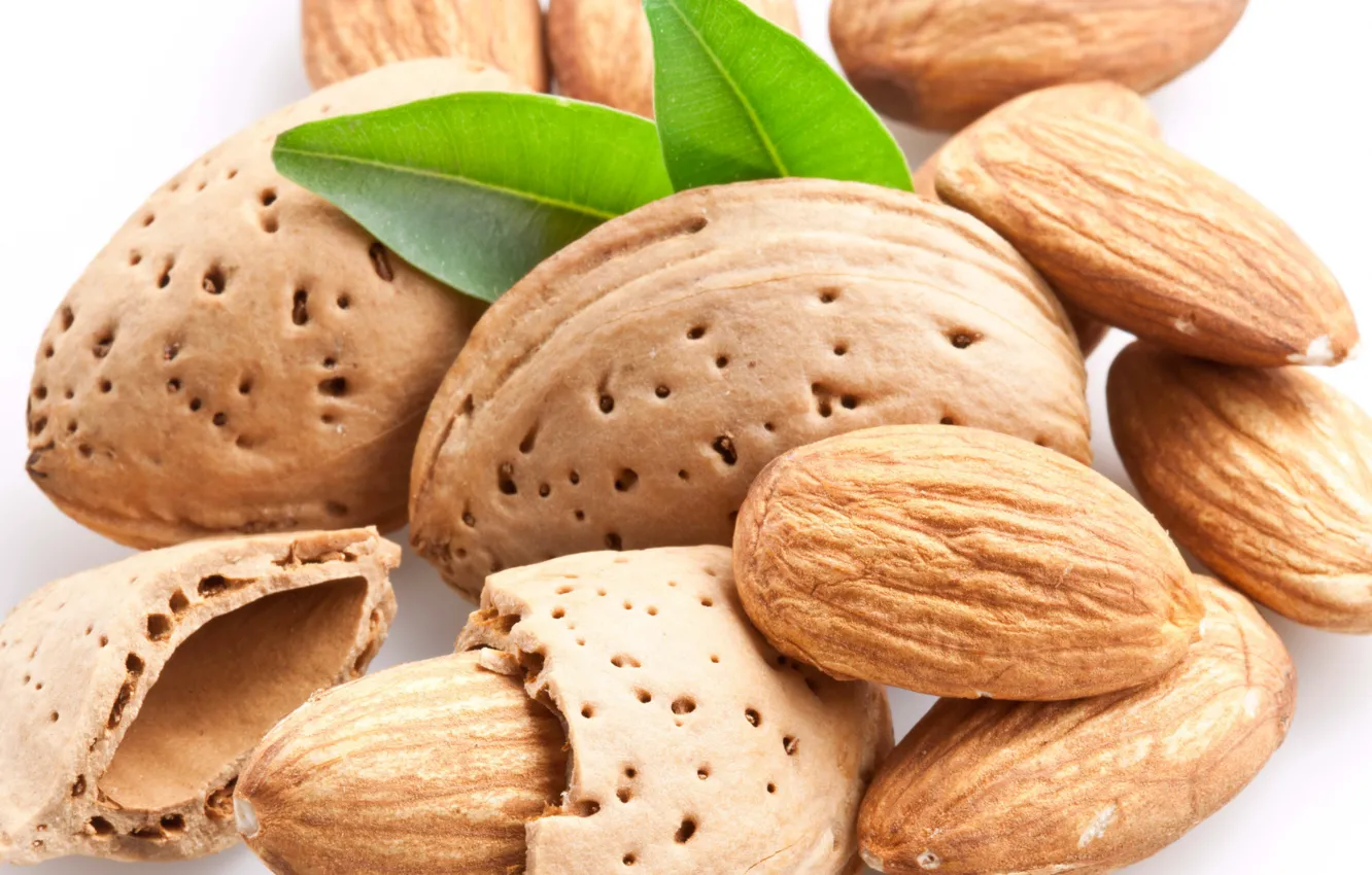 Photo wallpaper macro, walnut, almonds