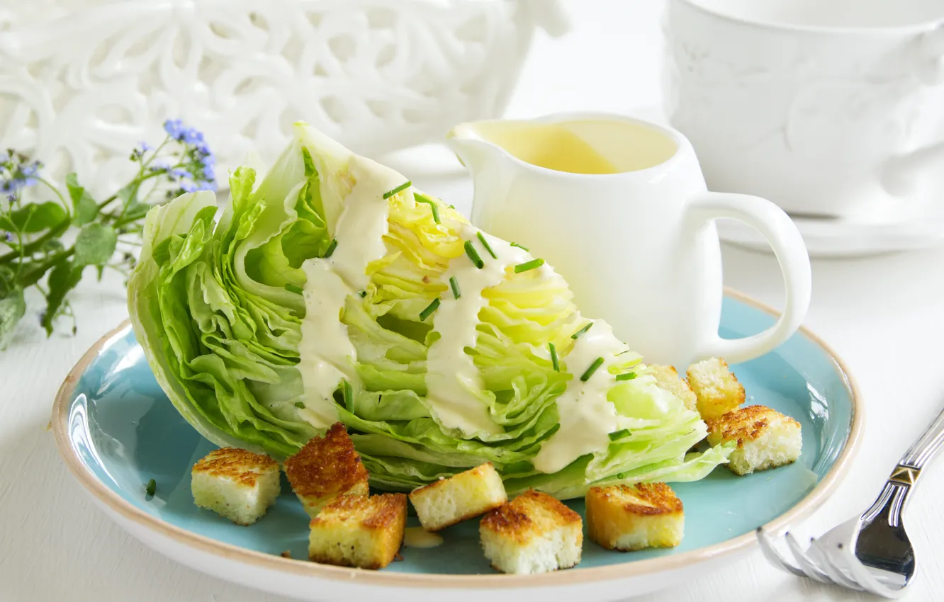 Photo wallpaper greens, sauce, cabbage, herbs, cabbage, sauce, vegetable salad, vegetable salad