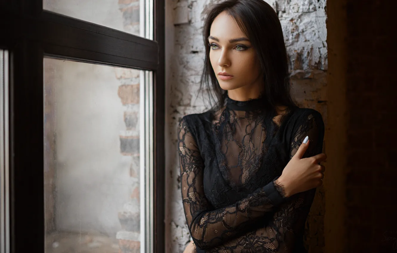 Photo wallpaper look, girl, pose, hand, portrait, window, Xenia, Sergey Fat