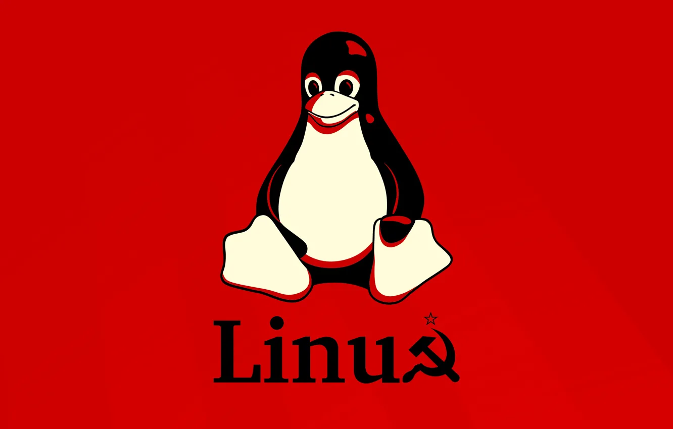 Photo wallpaper red, USSR, Linux, Tux, operating system, FoxyRiot