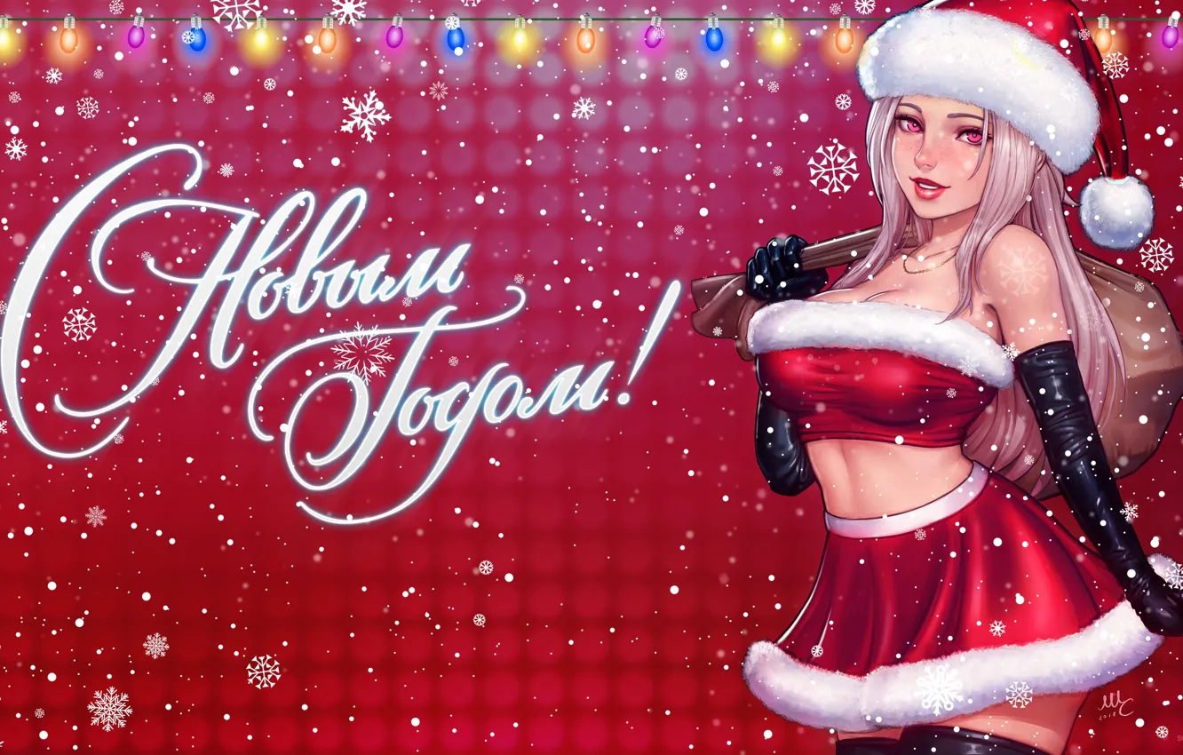 Photo wallpaper winter, girl, snow, snowflakes, background, mood, holiday, gift