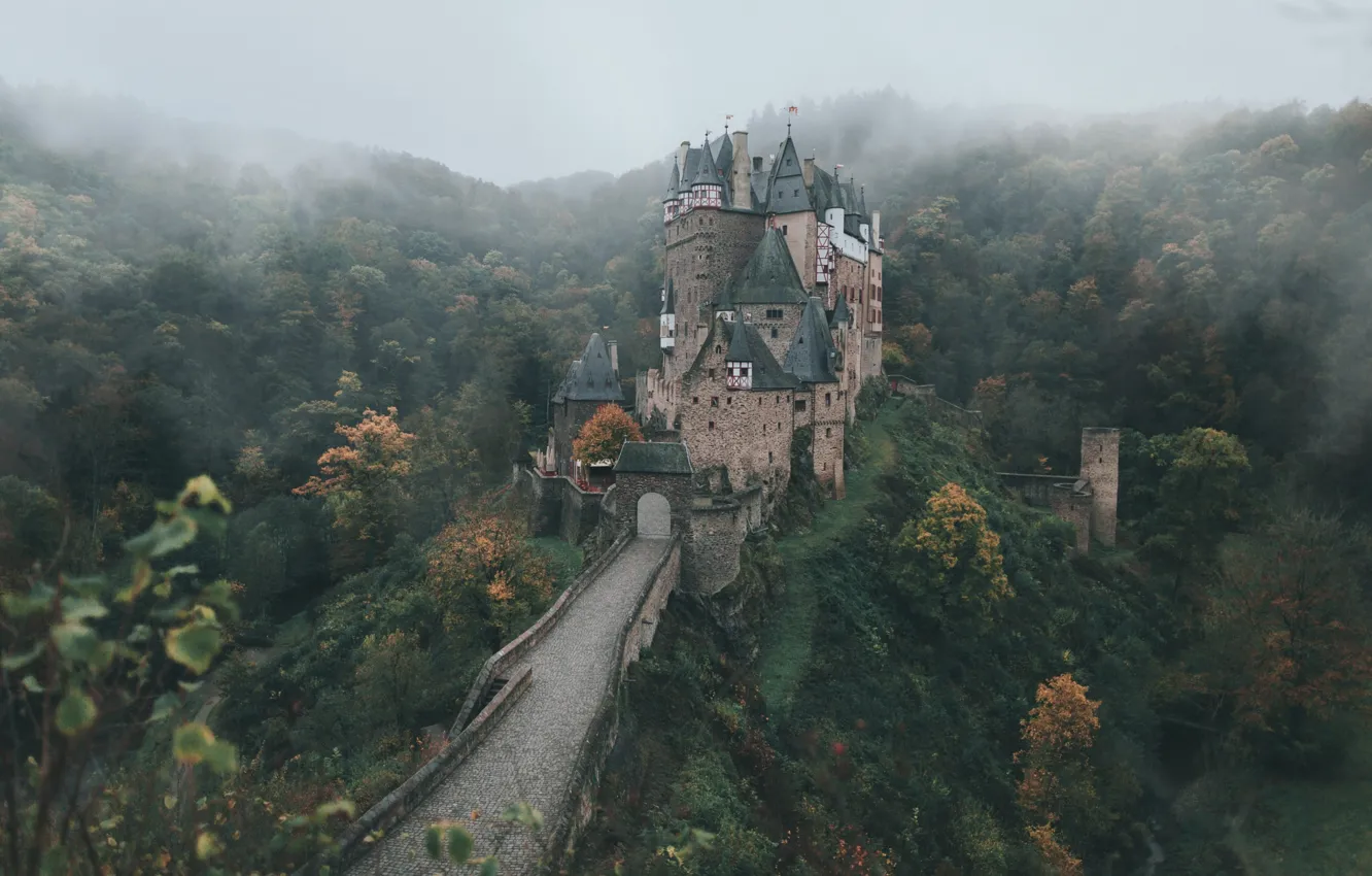 Photo wallpaper autumn, forest, trees, castle, Germany