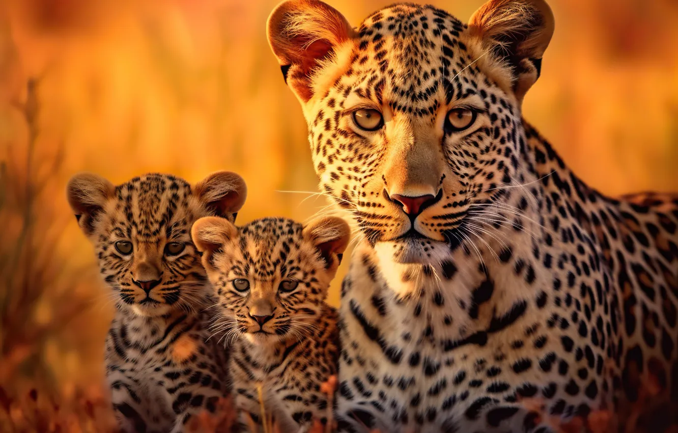 Photo wallpaper look, light, nature, portrait, leopard, cub, kitty, wild cats