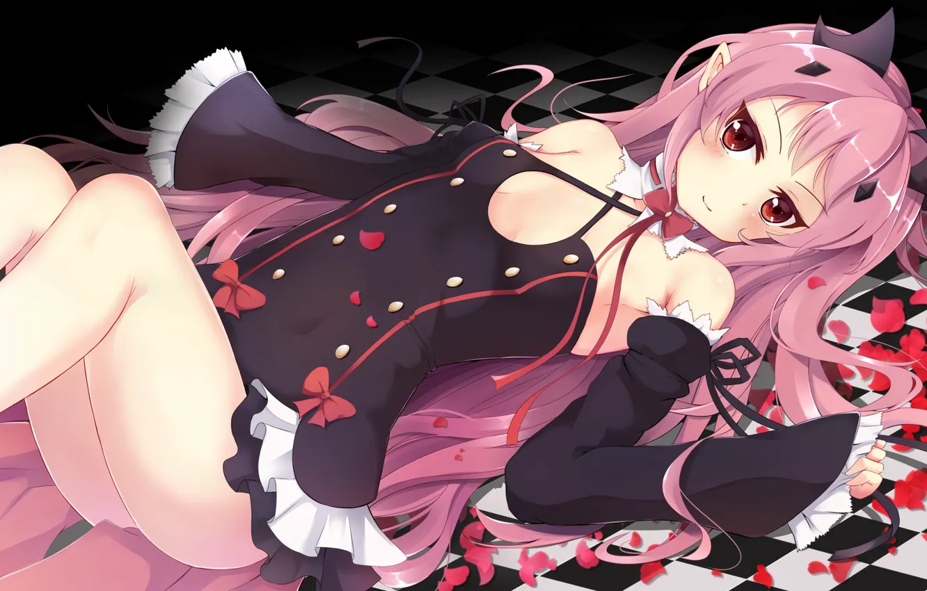 Photo wallpaper girl, petals, vampire, Owari no Seraph, The last Seraphim, Krul