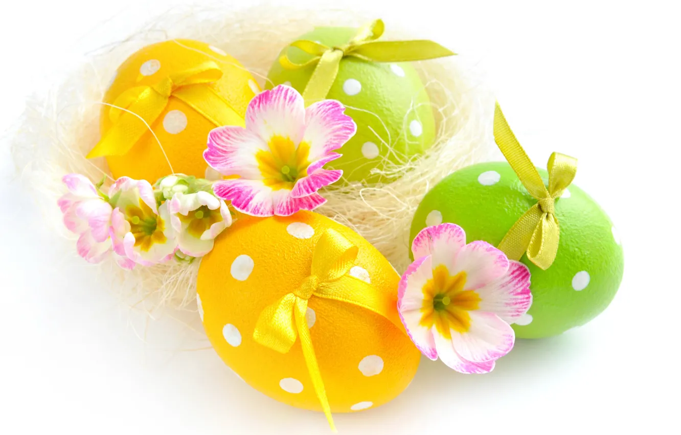 Photo wallpaper flowers, eggs, spring, Easter