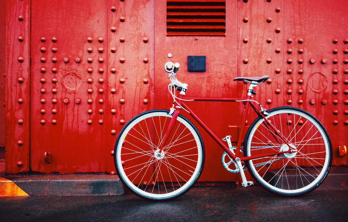 Photo wallpaper Red, Wallpaper, Bicycle, Mood