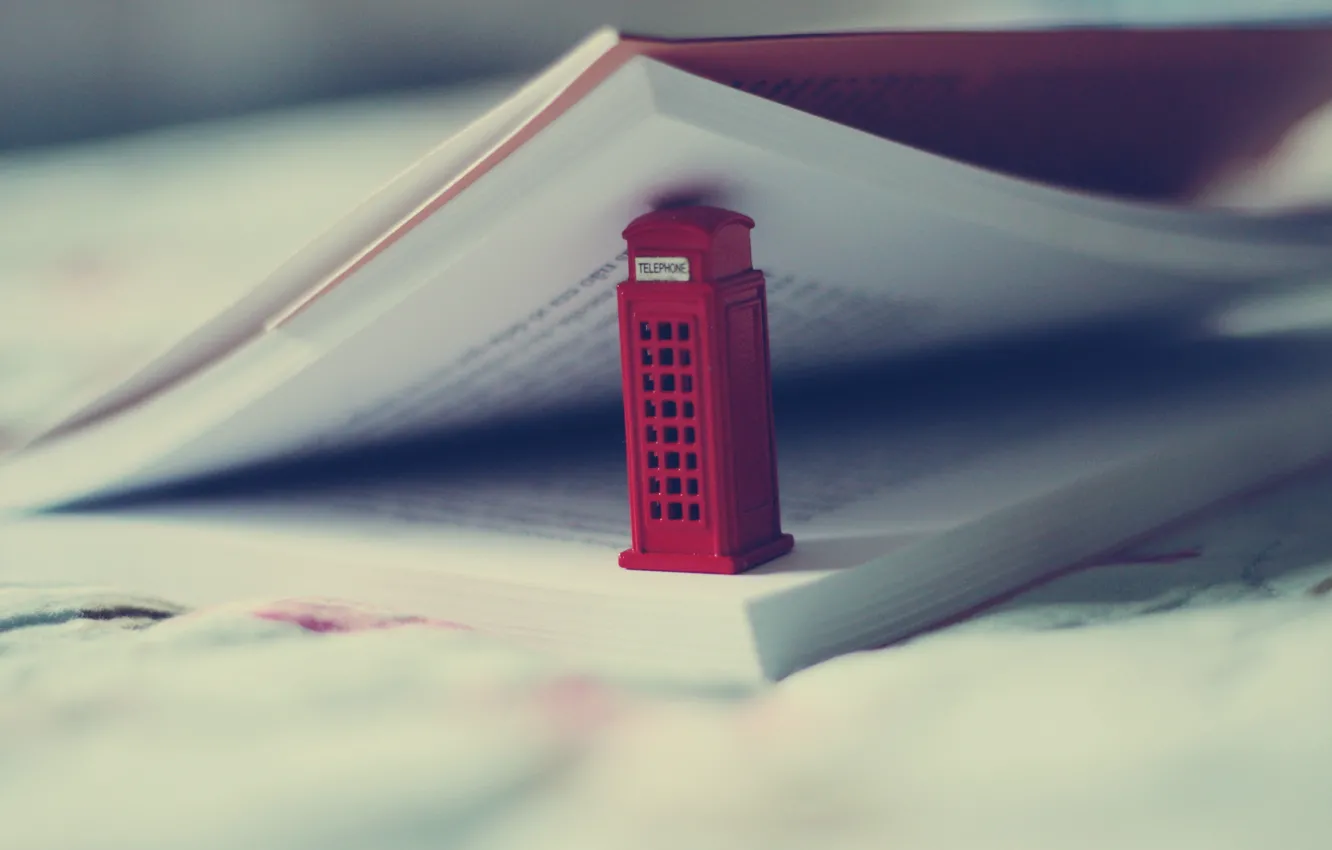 Photo wallpaper macro, book, phone booth