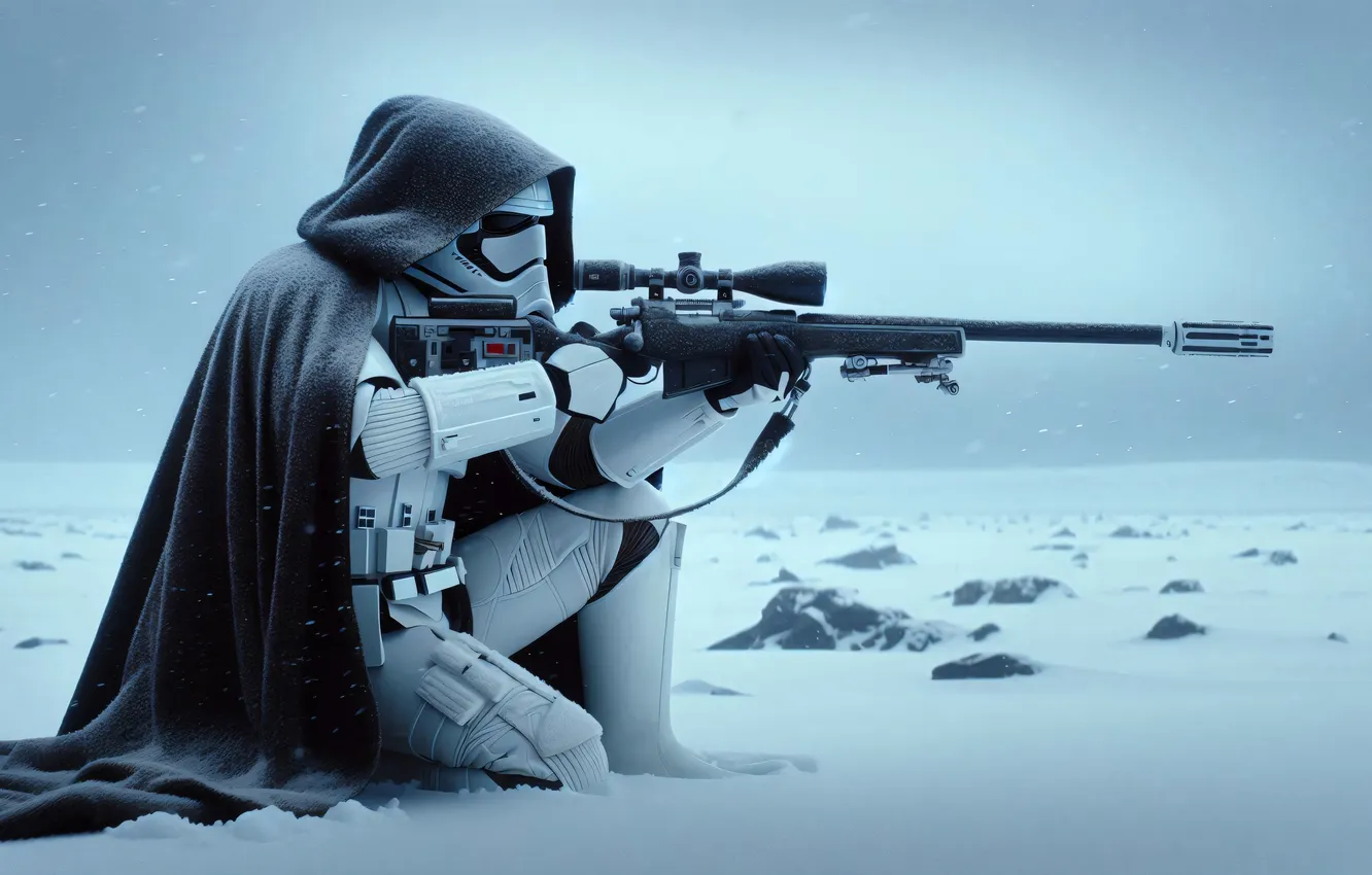 Photo wallpaper desert, Star Wars, star wars, sniper, rifle, Cape, infantryman, digital art
