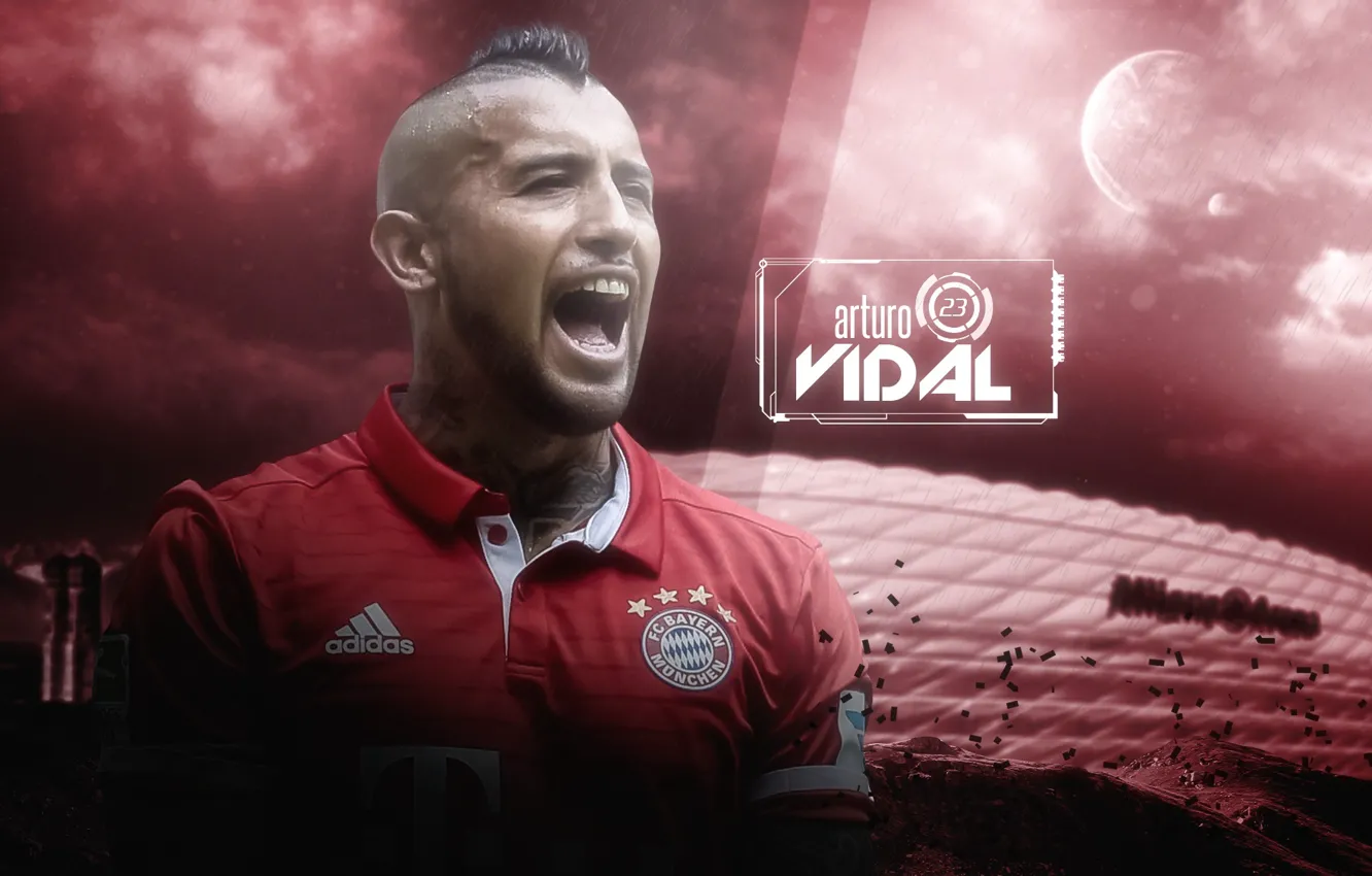 Photo wallpaper wallpaper, stadium, football, player, Sport, FC Bayern Munchen, Allianz Arena, Arturo Vidal