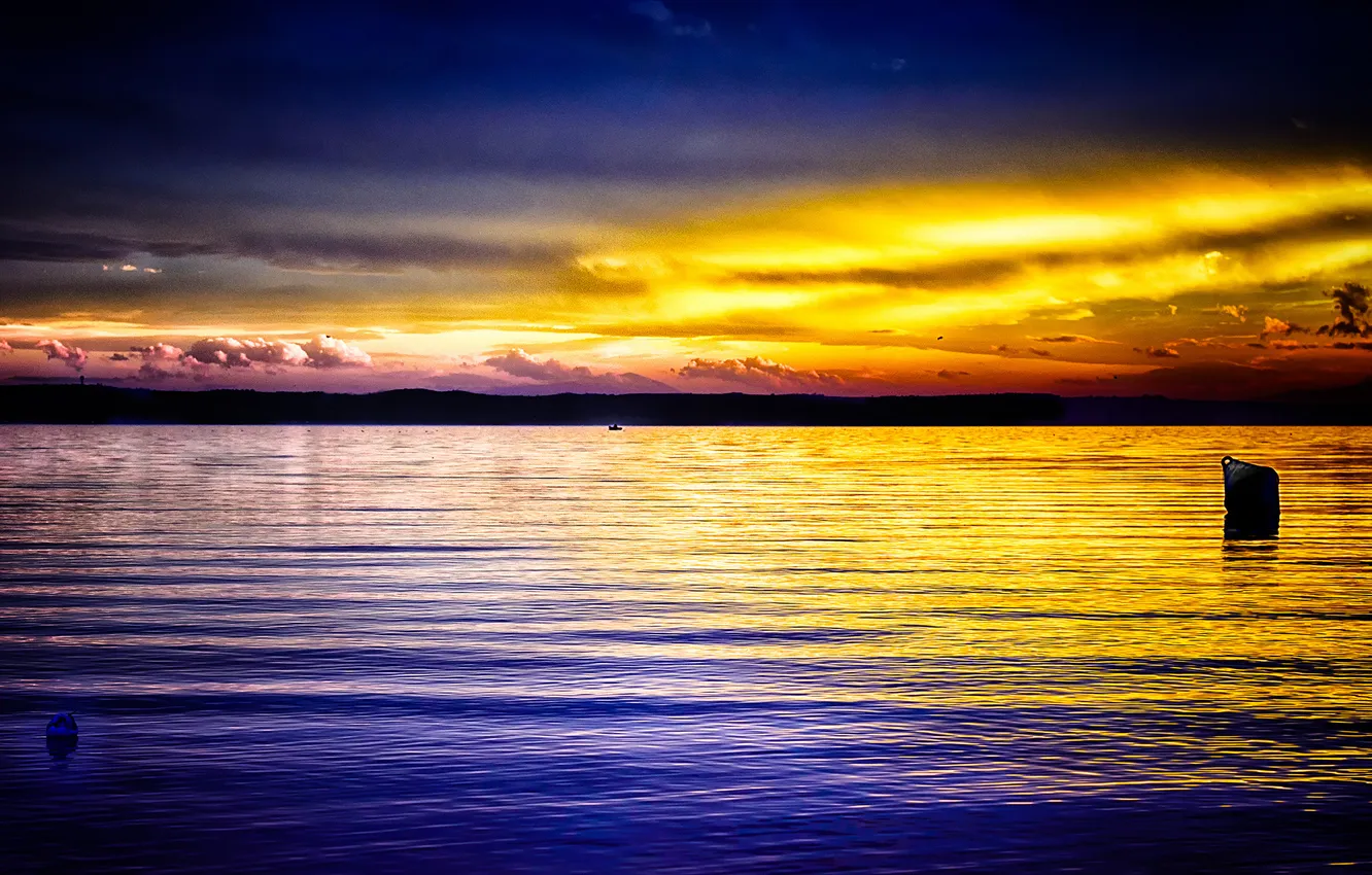 Photo wallpaper sea, the sky, clouds, landscape, sunset, nature, beauty