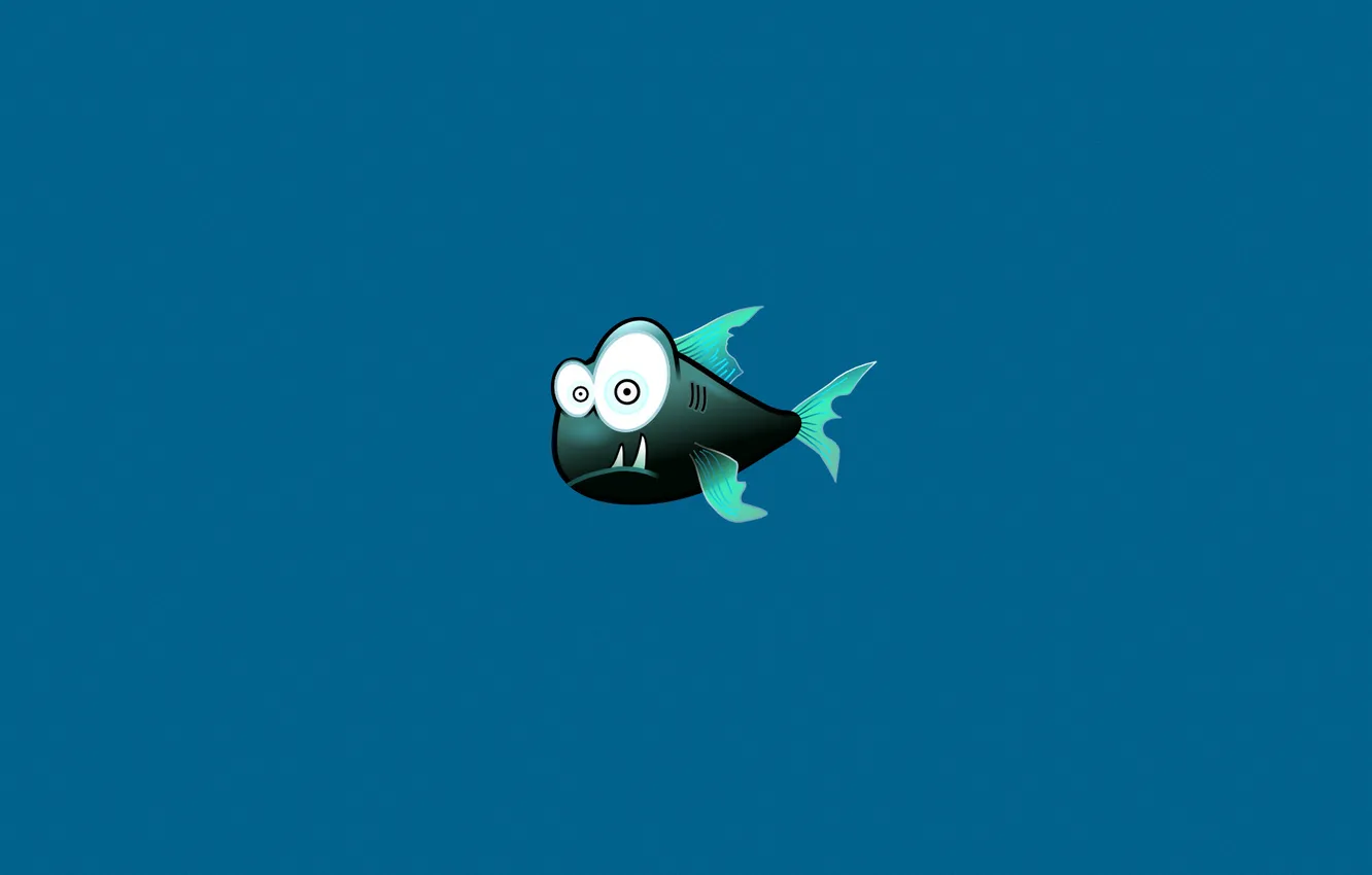 Photo wallpaper minimalism, fish, teeth, blue background, piranhas, toothy, Piranha