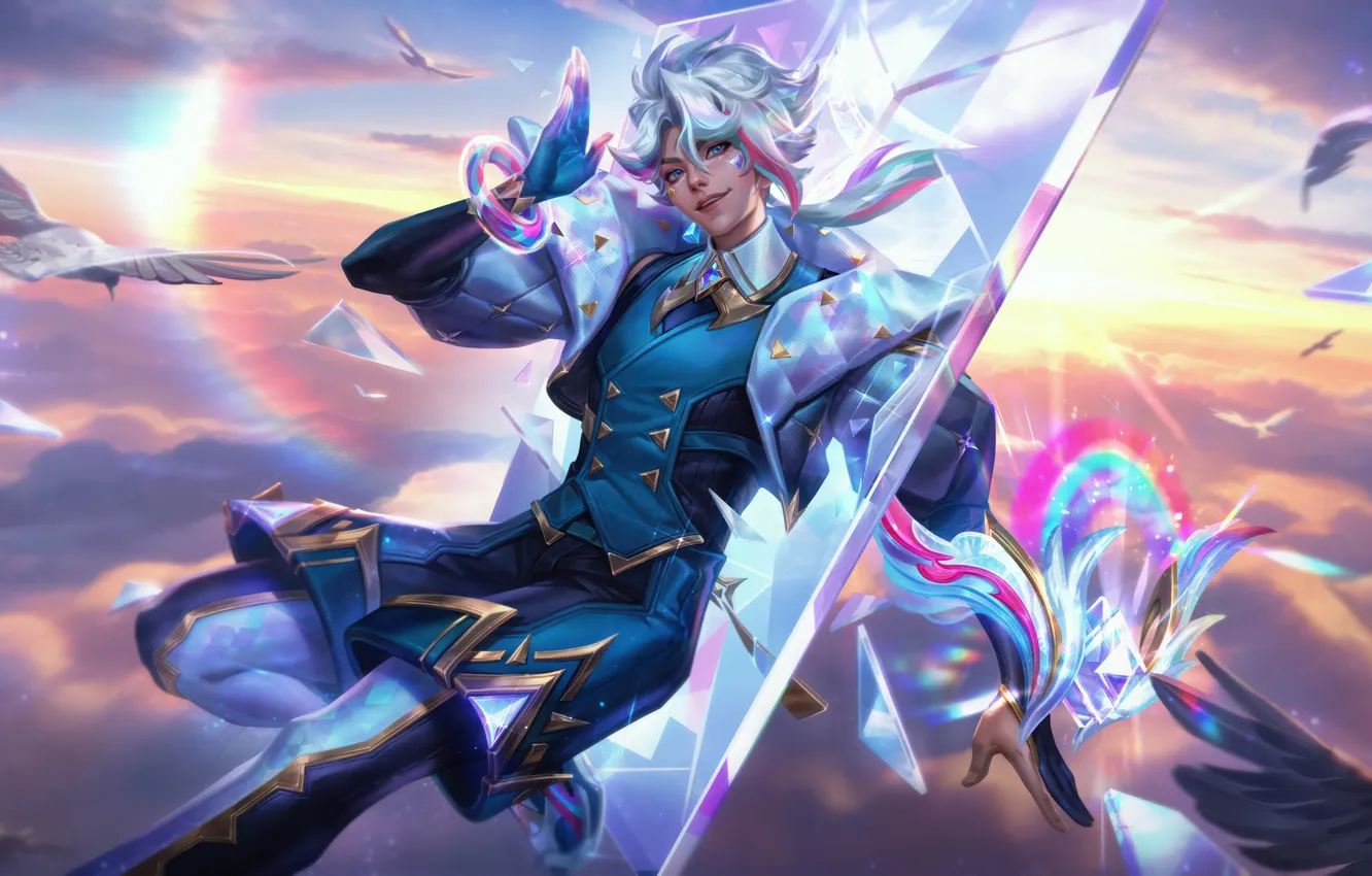 Photo wallpaper the sky, smile, game, gesture, characters, League of Legends, greeting, ezreal
