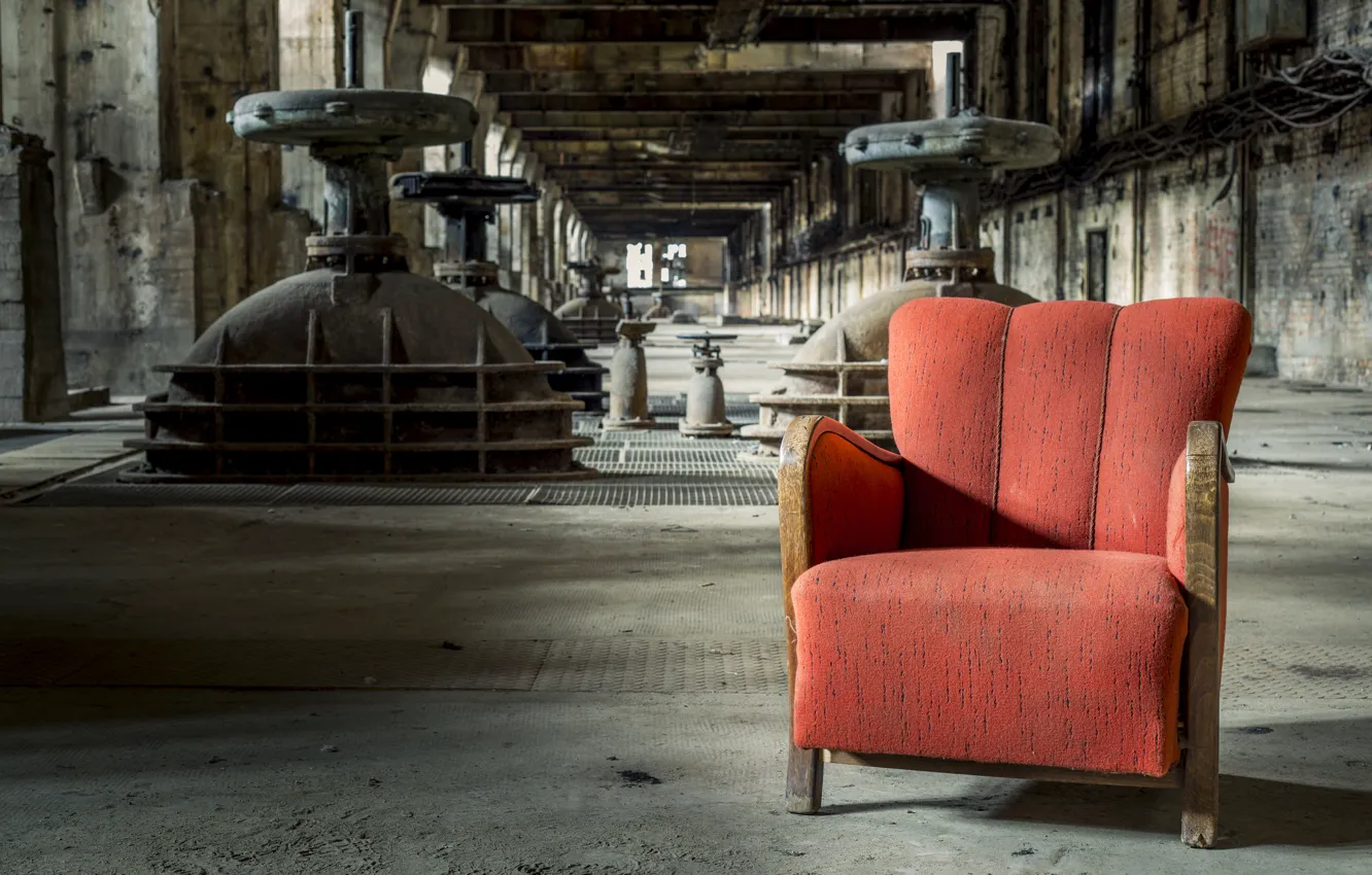 Photo wallpaper background, chair, factory
