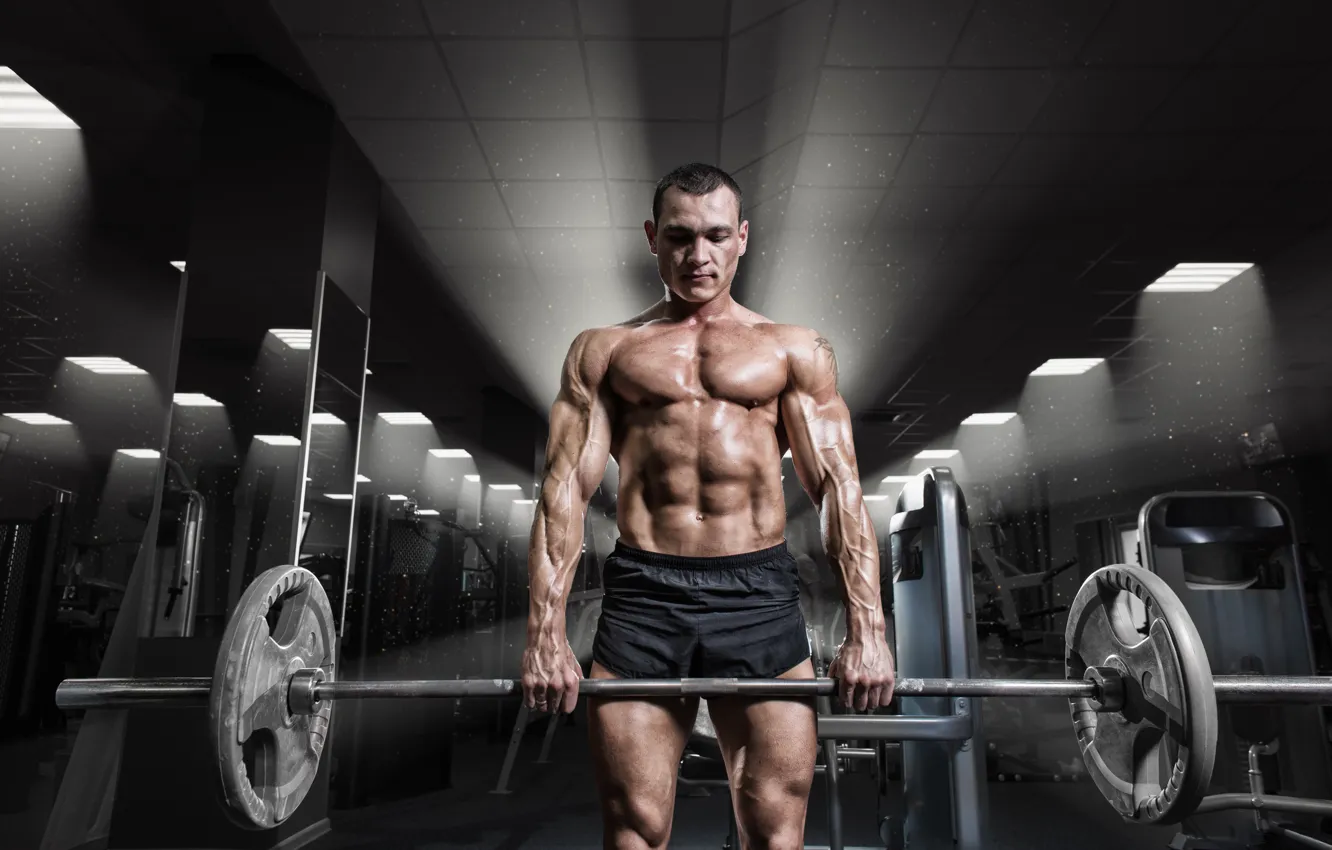 Photo wallpaper power, men, fitness, gym, bodybuilder