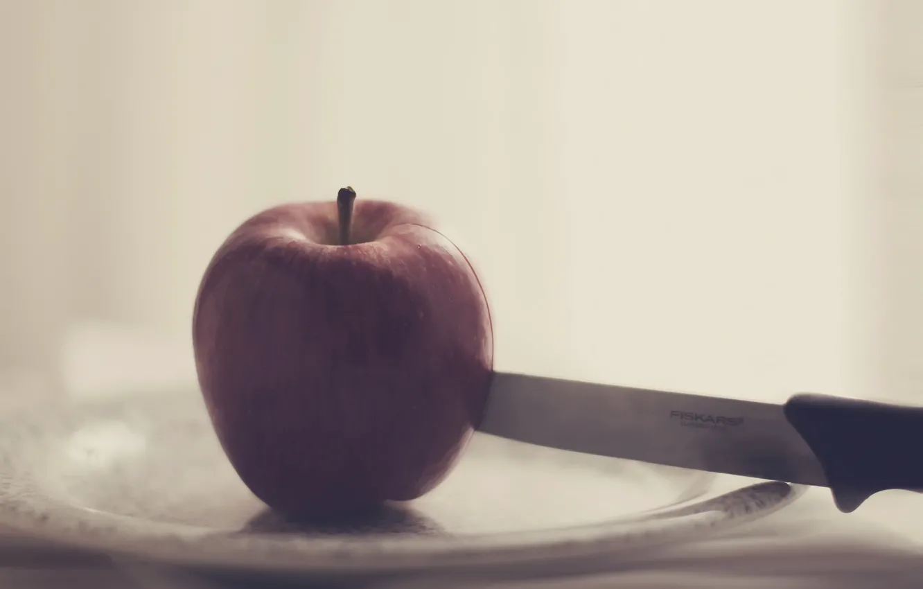 Photo wallpaper Apple, plate, knife