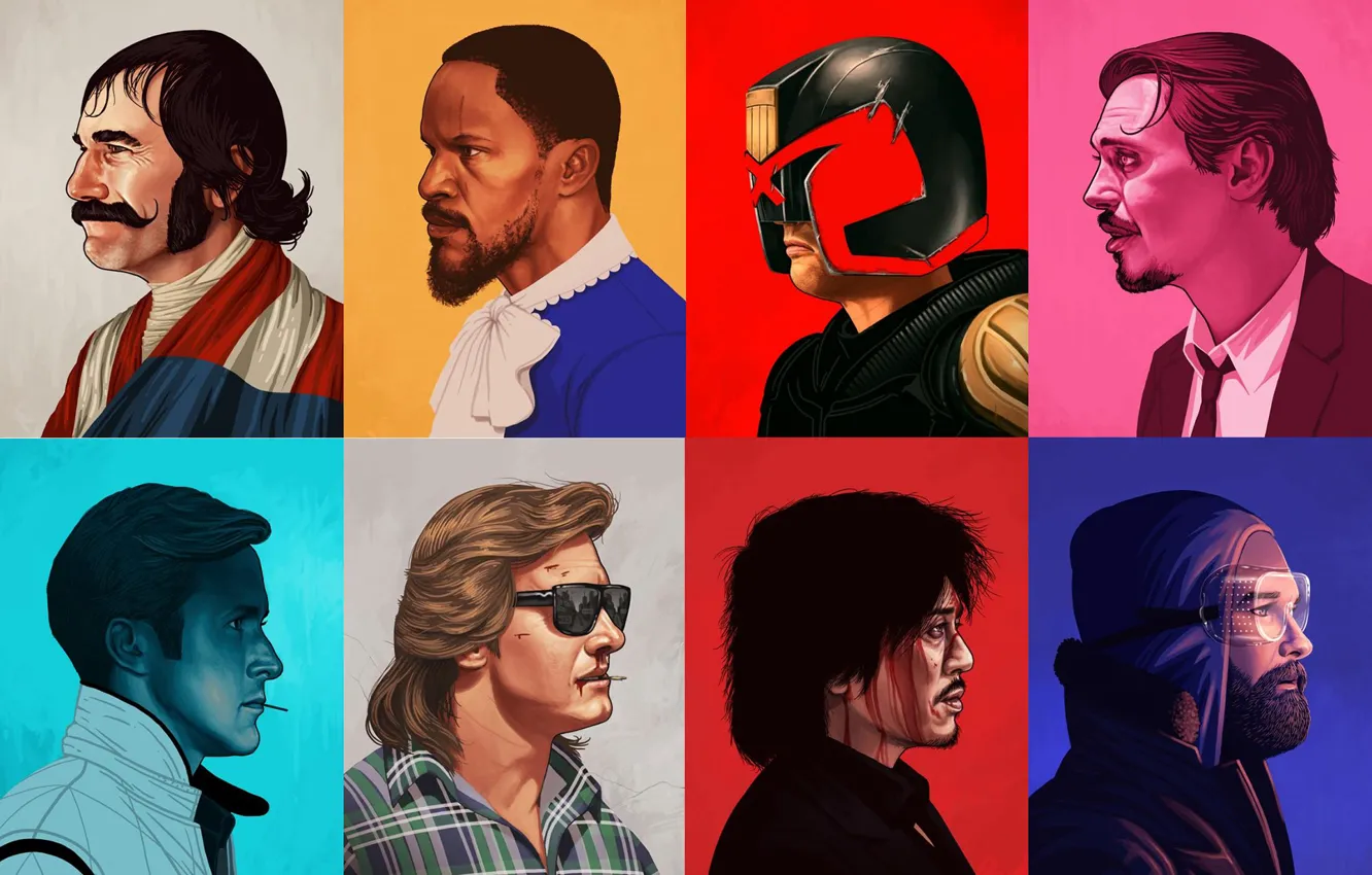 Photo wallpaper Reservoir Dogs, The Thing, portraits, Judge Dredd, Drive, Django Unchained, Old boy, Gangs Of New …