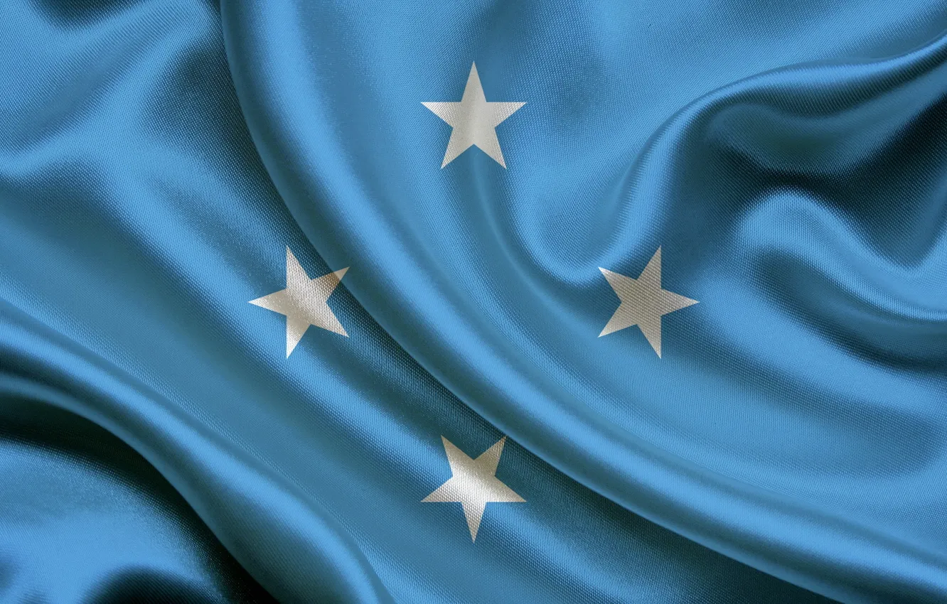Photo wallpaper Flag, Blue, Texture, Stars, Flag, Satin, Satin, Micronesia