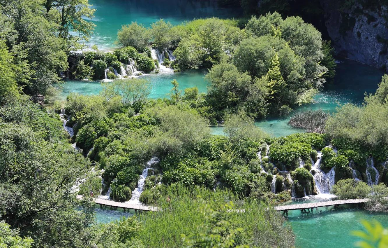Photo wallpaper lake, plitvice lakes, Croatia, cascades, kroatien, Plitvice