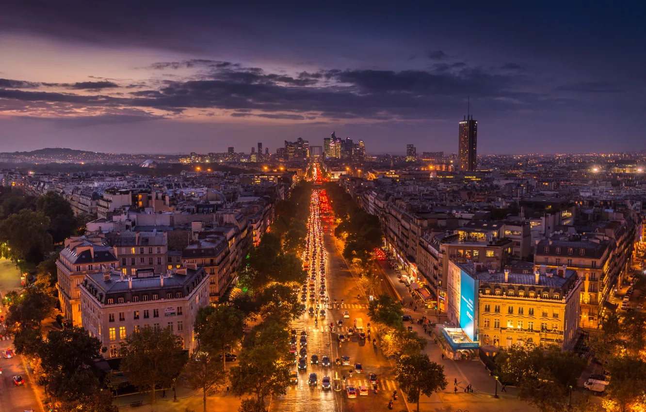 Photo wallpaper night, the city, lights, France, Paris, home, Paris, night city