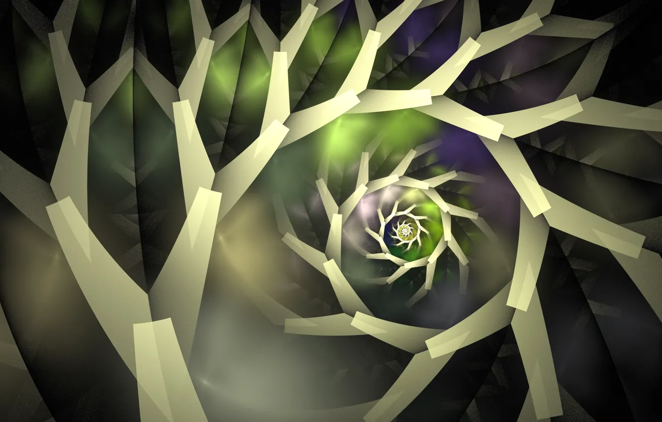 Photo wallpaper leaves, green, pattern, curls