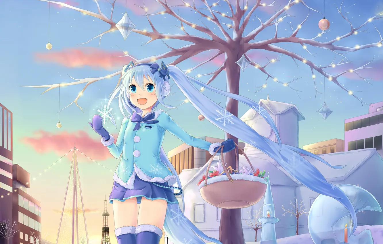 Photo wallpaper the sky, girl, clouds, trees, home, headphones, art, crystals