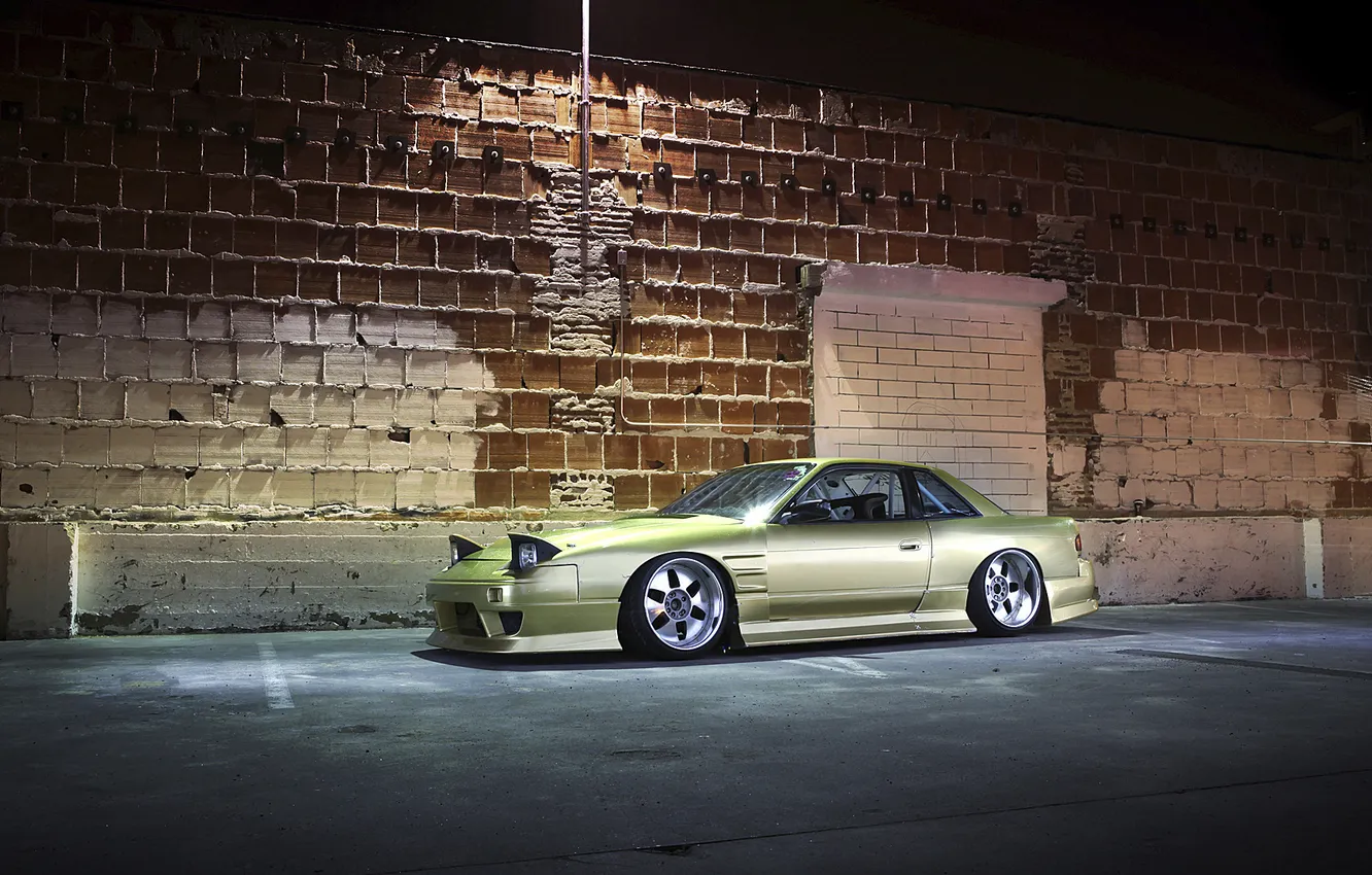 Photo wallpaper wall, brick, Nissan, 240sx