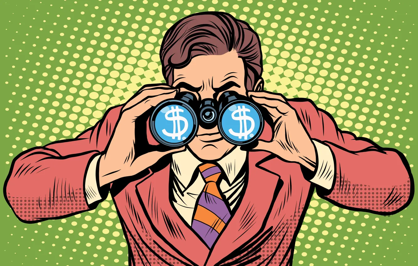 Photo wallpaper money, suit, business, binoculars