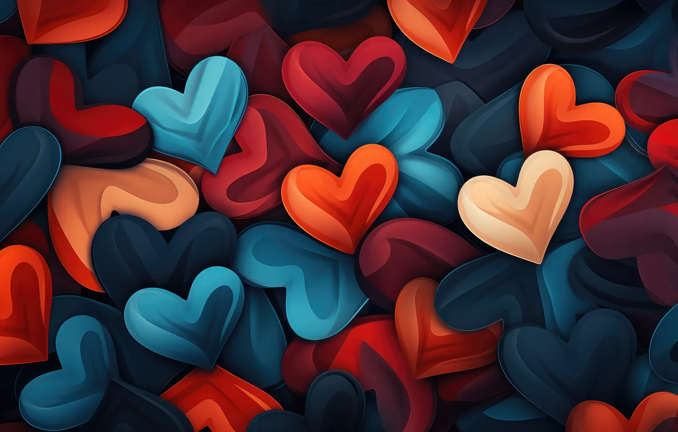 Photo wallpaper colors, hearts, shapes