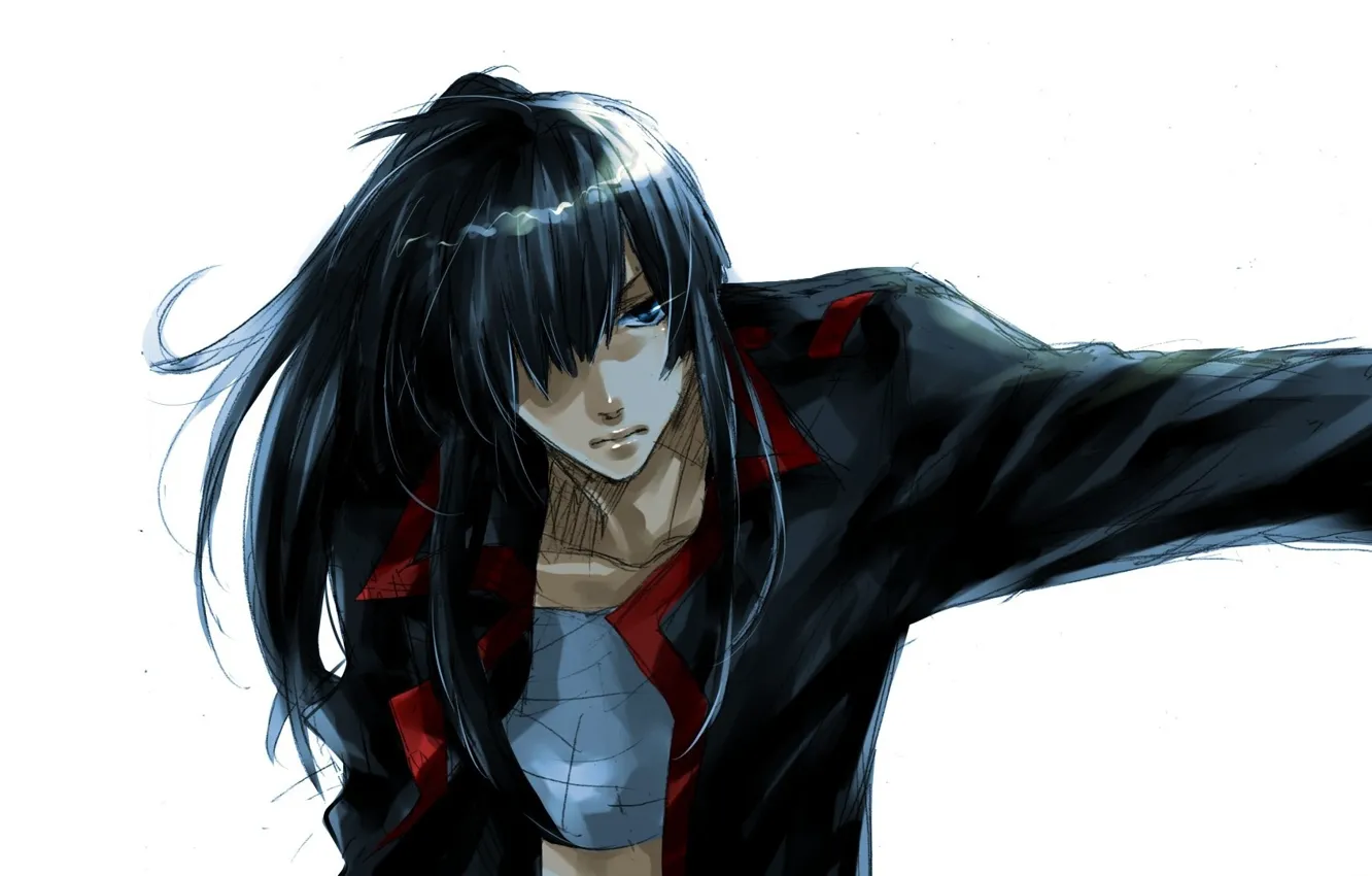 Photo wallpaper costume, white background, guy, long hair, bangs, Yu In The Blood, D Gray-man