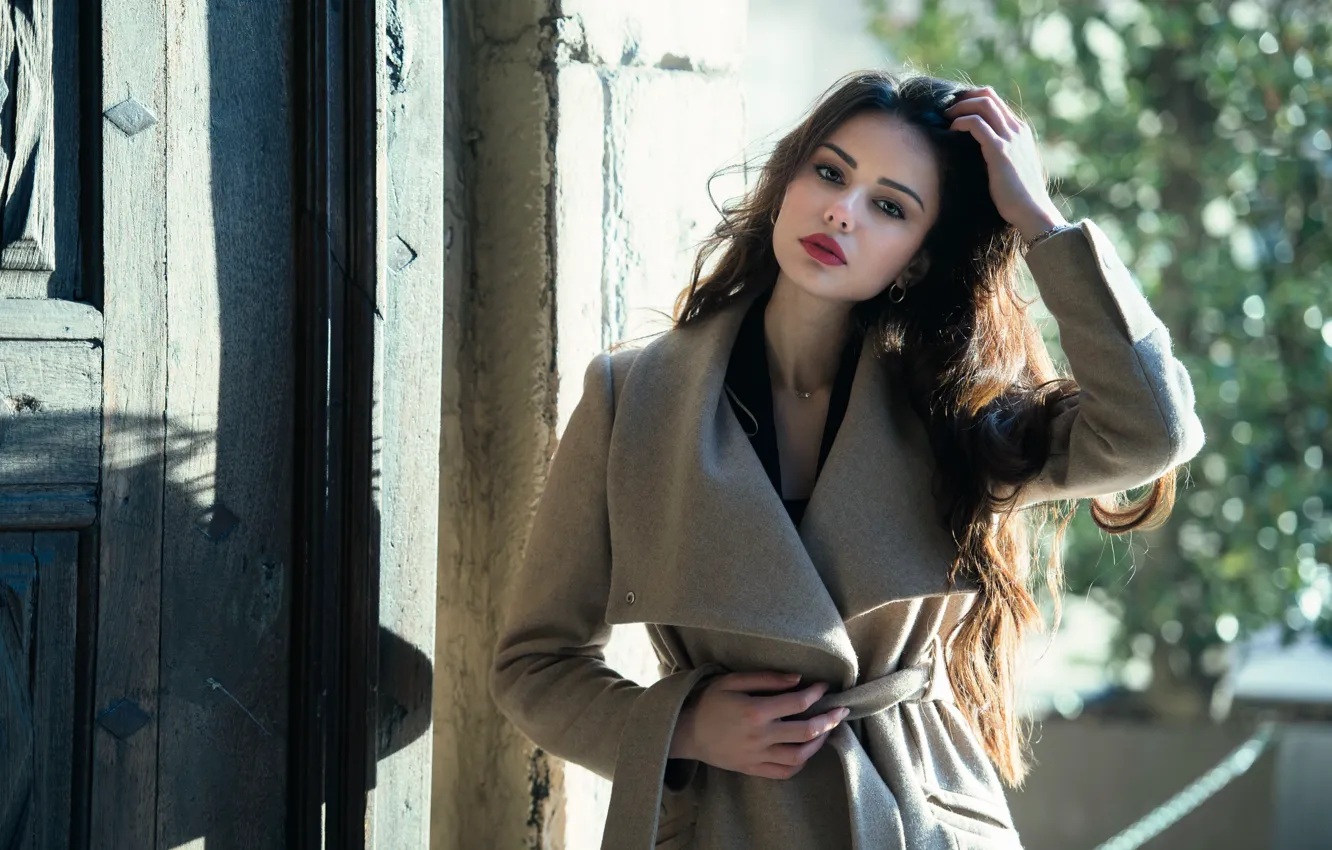 Photo wallpaper look, face, hair, beauty, coat, Ester