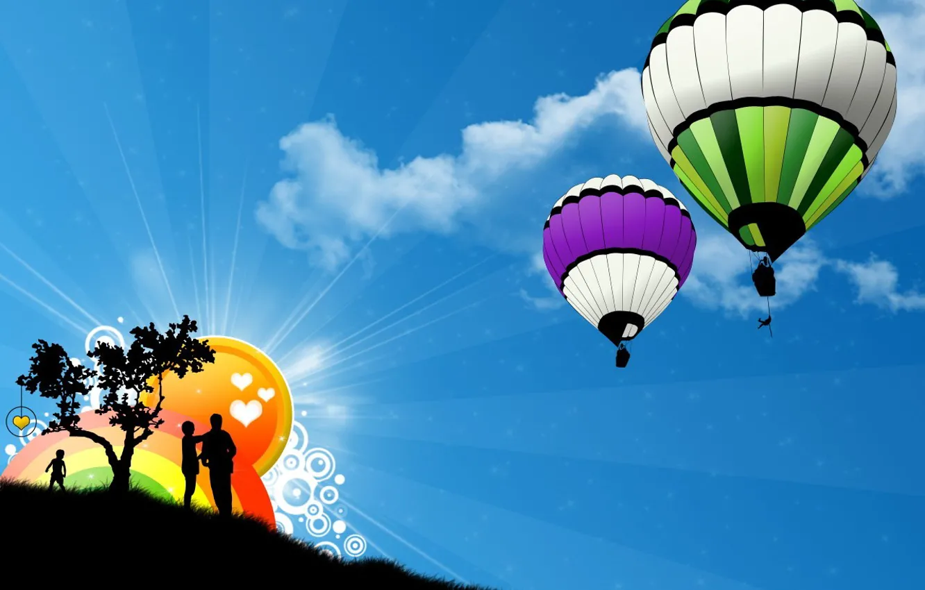 Photo wallpaper balls, rainbow, vector