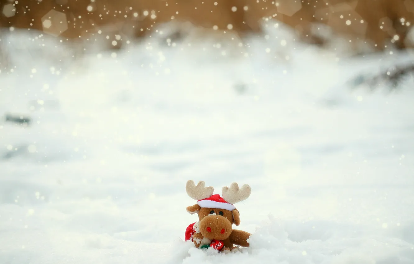 Photo wallpaper winter, snow, toy, moose