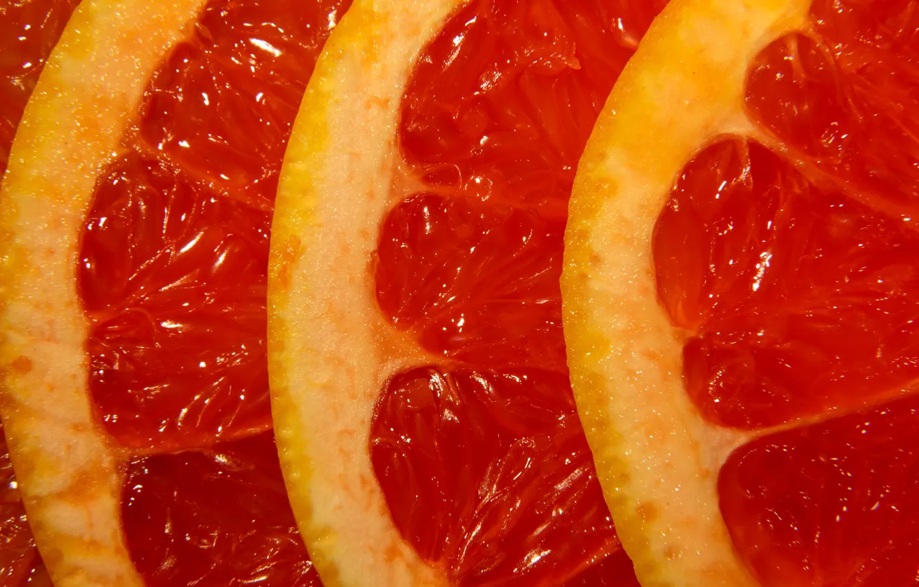 Photo wallpaper macro, citrus, grapefruit, slices