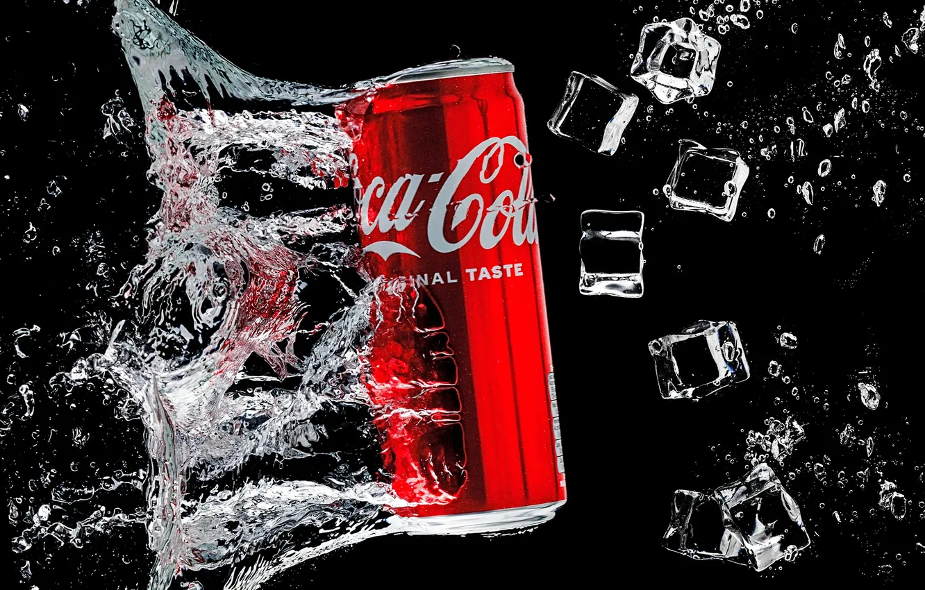 Photo wallpaper ice, water, drops, squirt, drink, coca cola, Evgeny Degtev