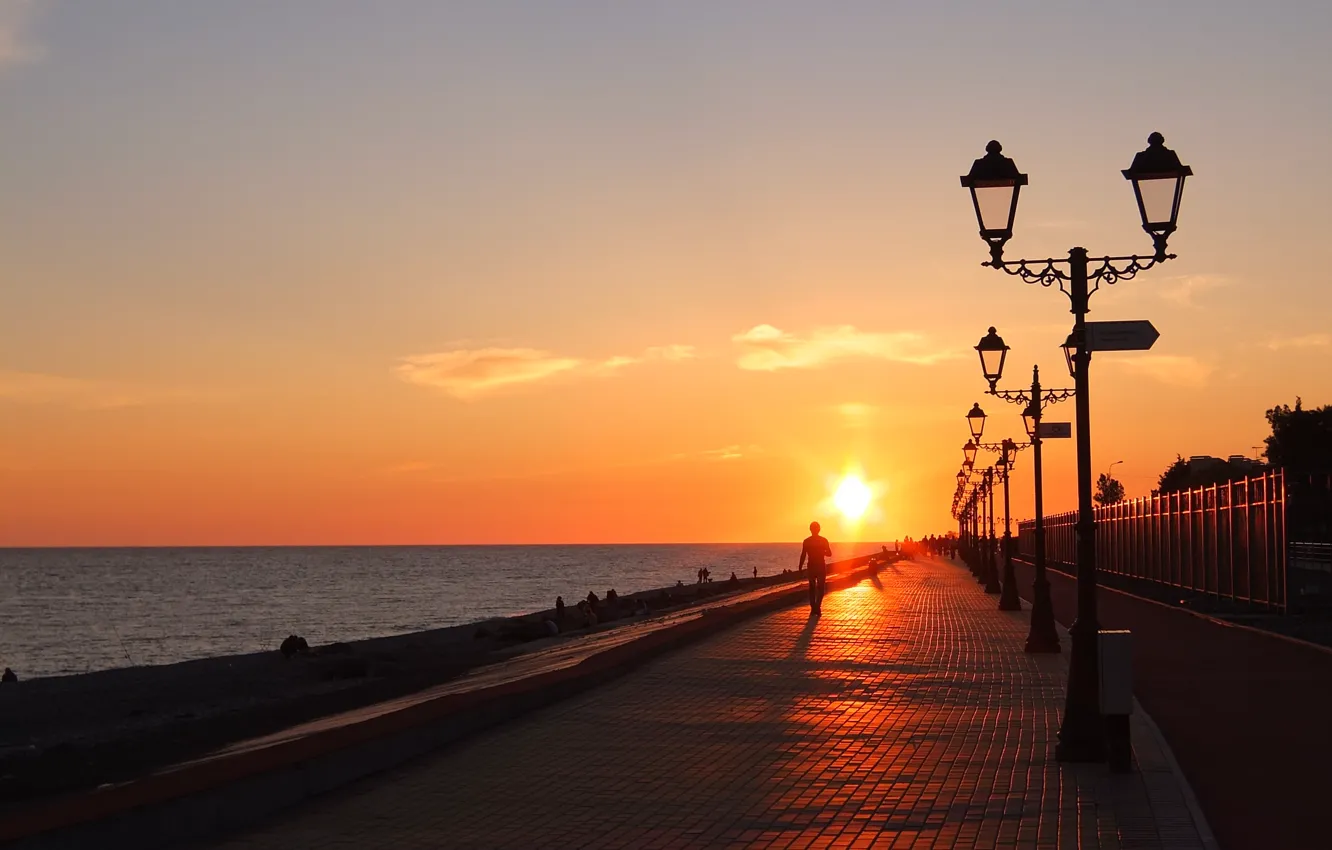 Photo wallpaper sea, the sun, sunset