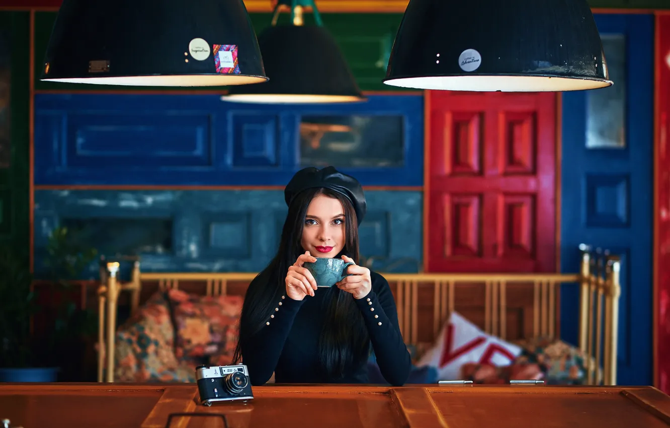 Photo wallpaper Girl, the camera, Cup, Alexander Belozerov