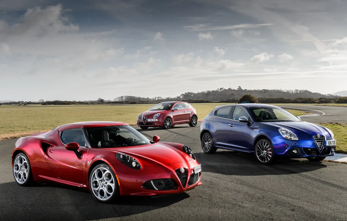 Photo wallpaper Alfa Romeo, red, blue, coupe, mixed