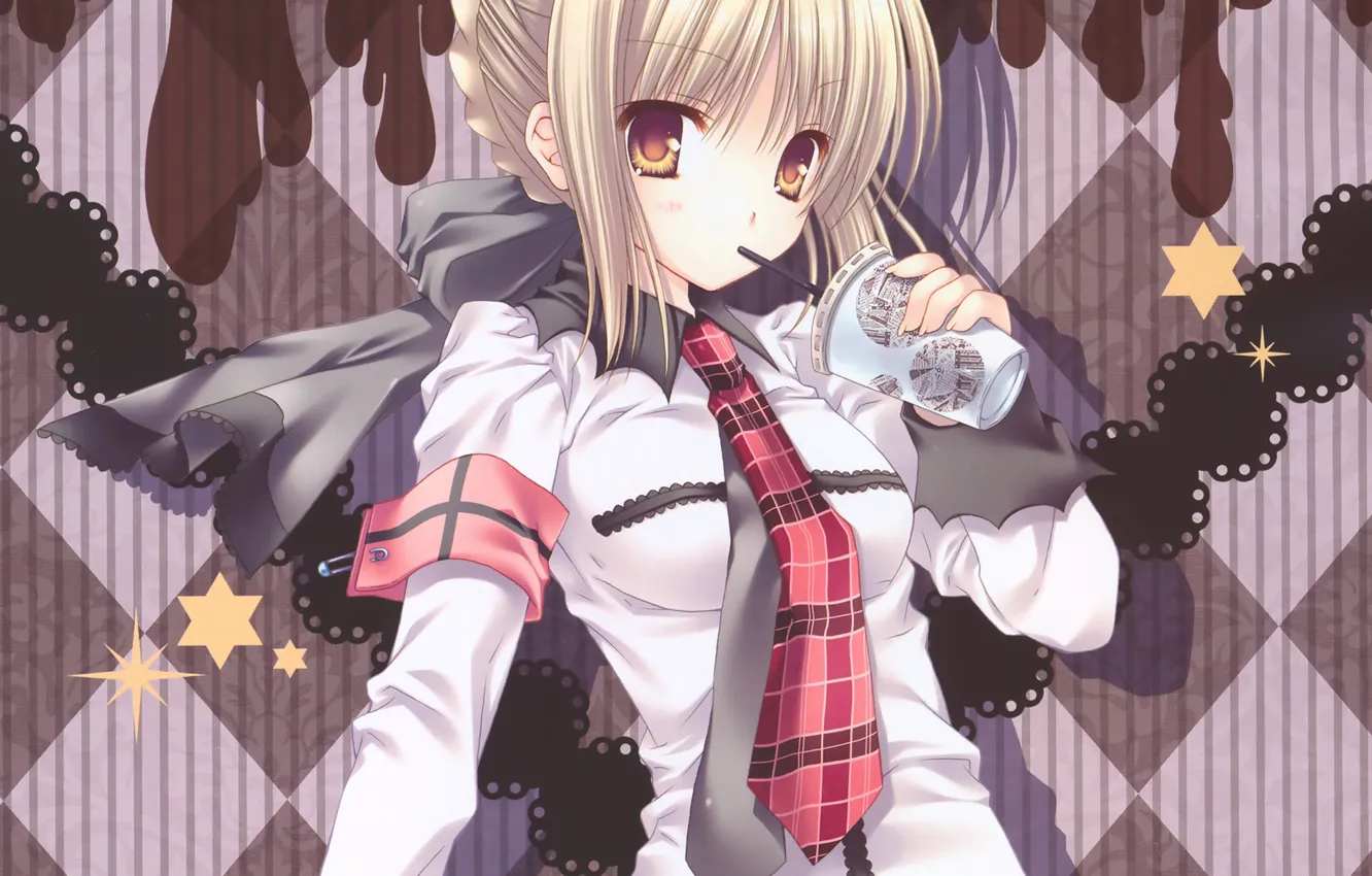 Photo wallpaper anime, art, girl, Cup, tube